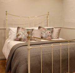 Brass and Iron Antique Bed in Cream MK215