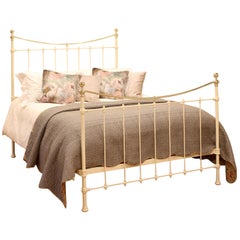 Brass and Iron Antique Bed in Cream MK215