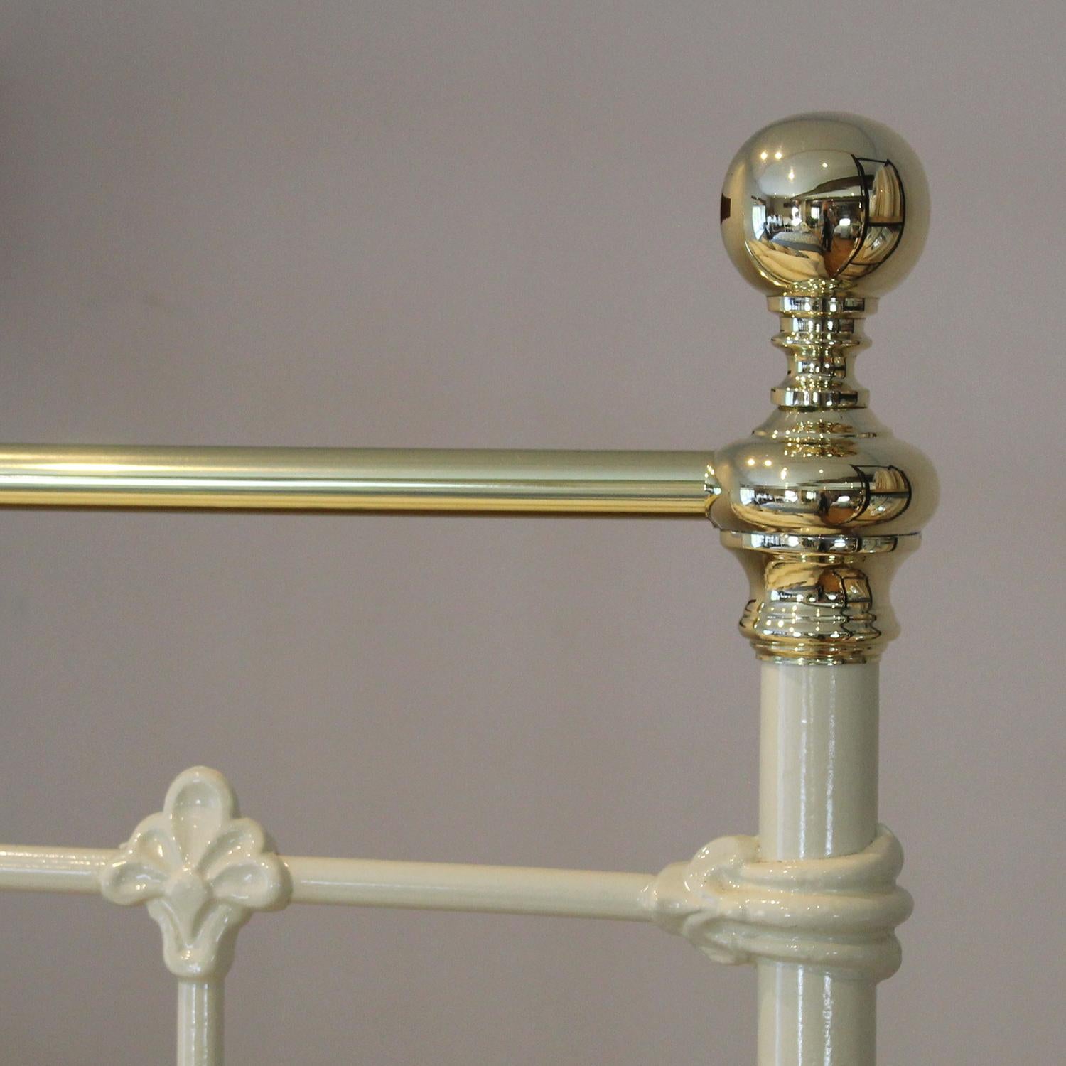 Brass and Iron Antique Bed in Cream, MK256 2