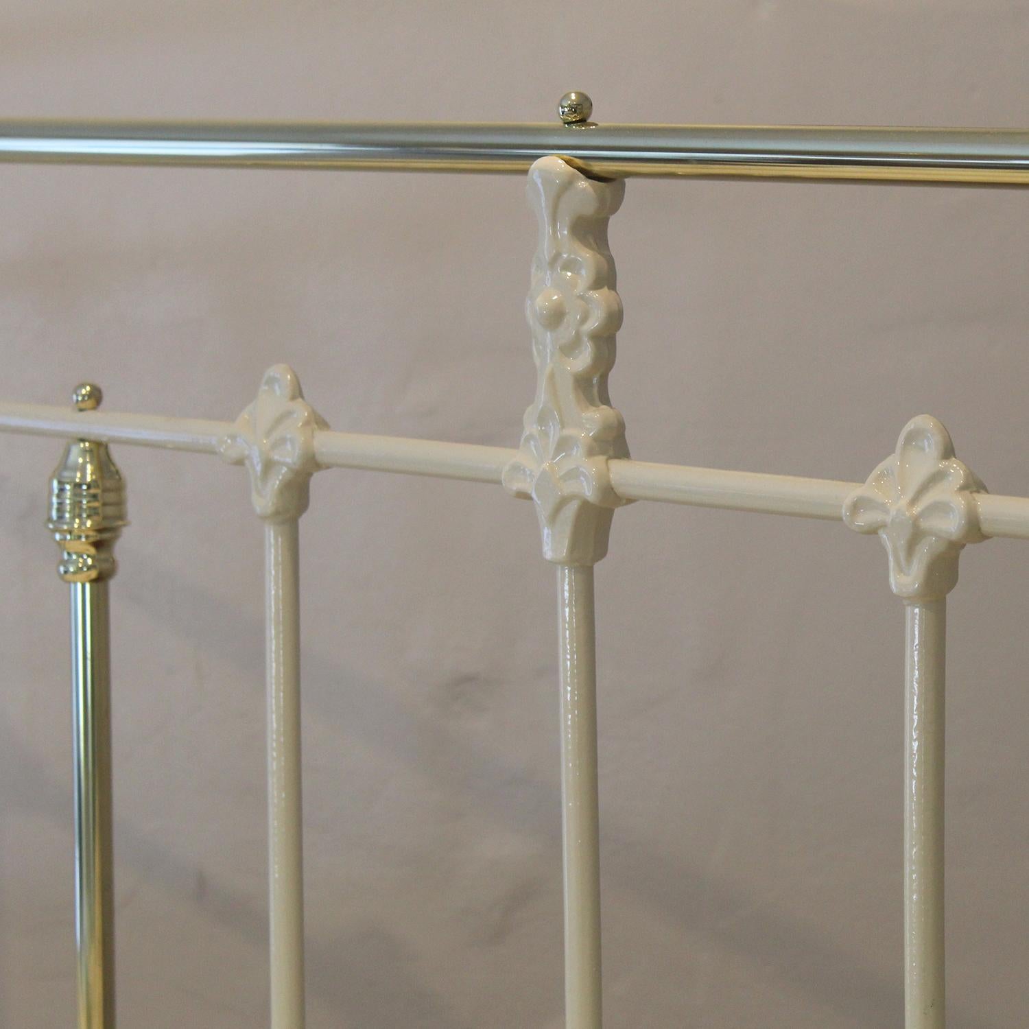 Brass and Iron Antique Bed in Cream, MK256 3