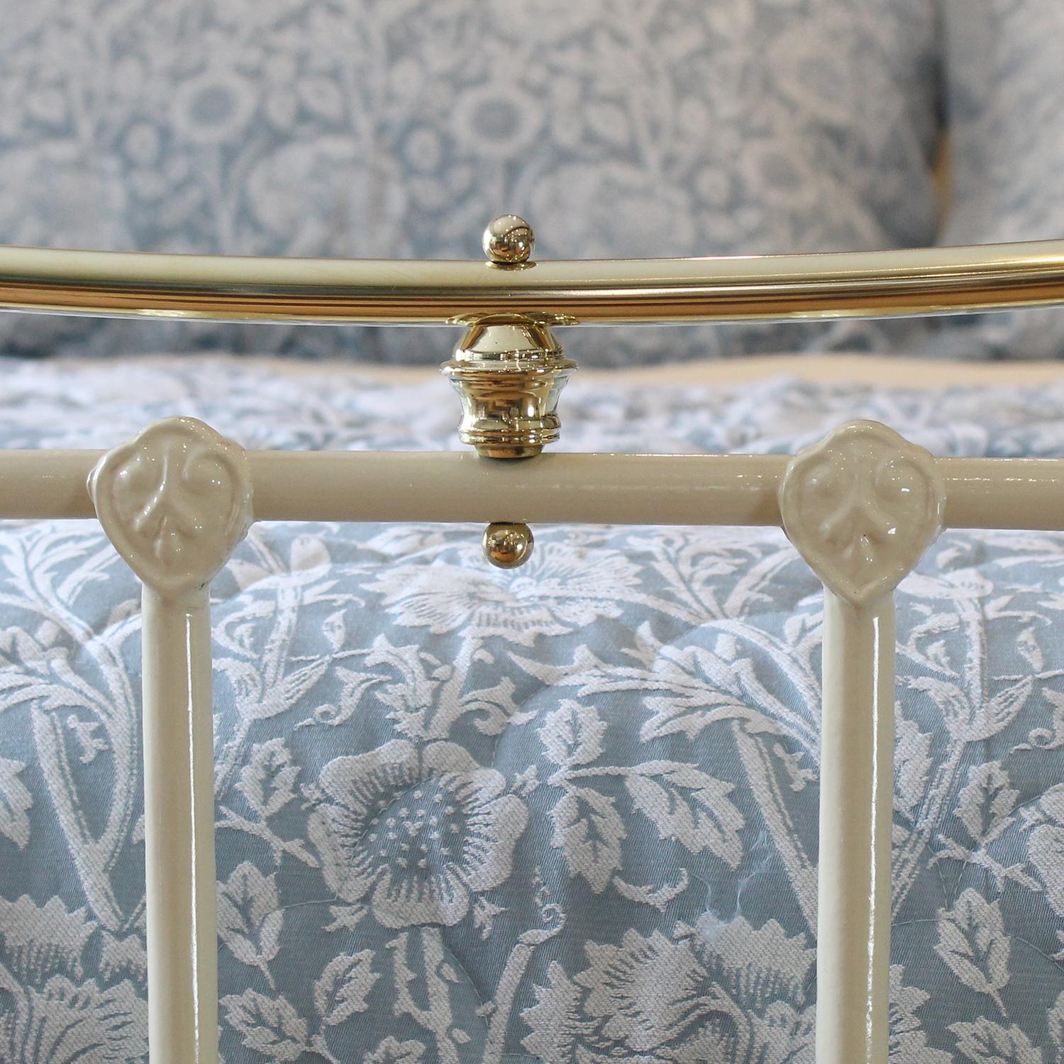 Cast Brass and Iron Antique Bed in Cream, MK260