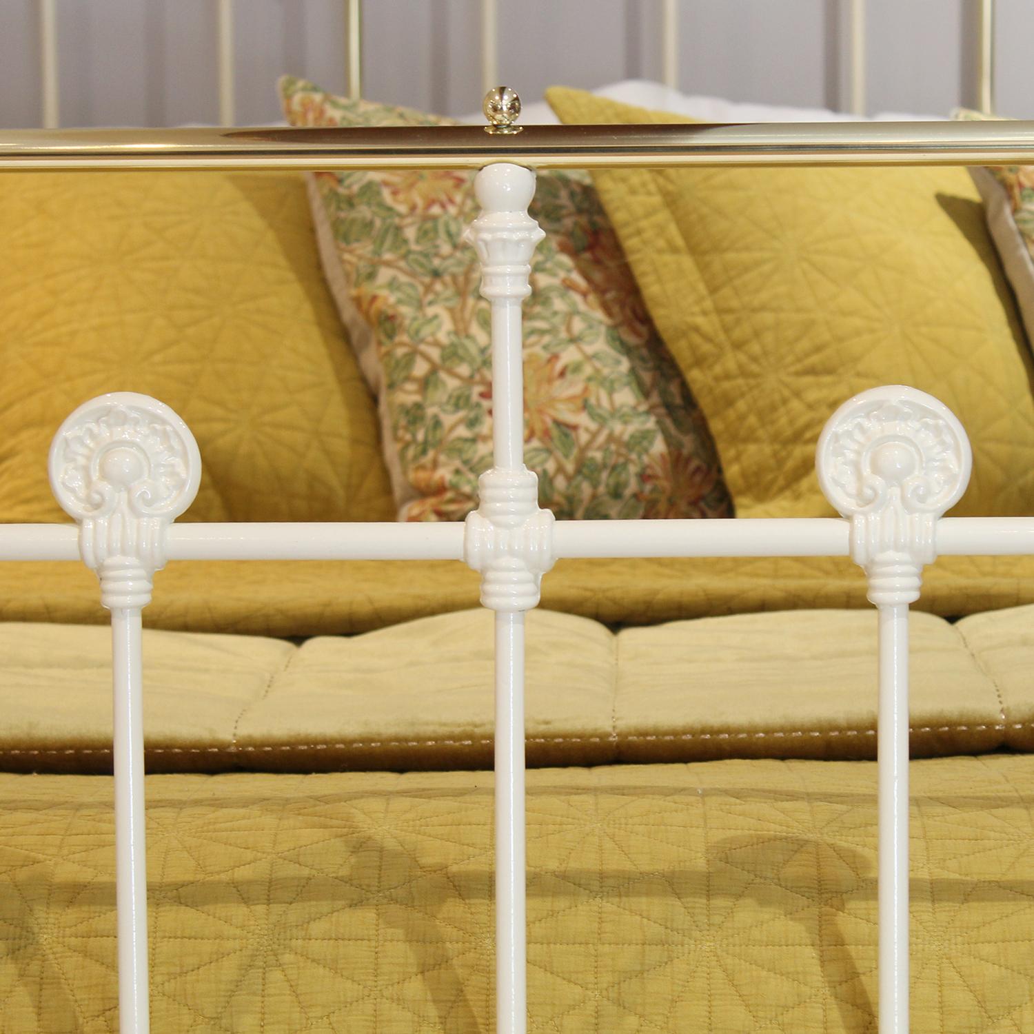 Brass and Iron Antique Bed in Cream, MK263 at 1stDibs