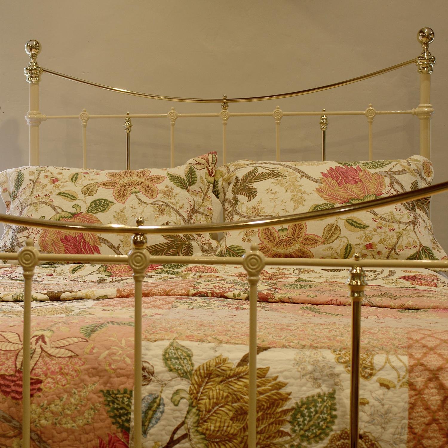 Cast Brass and Iron Antique Bed in Cream MK310