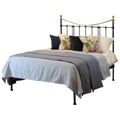 Brass and Iron Antique Platform Bed in Black MK222