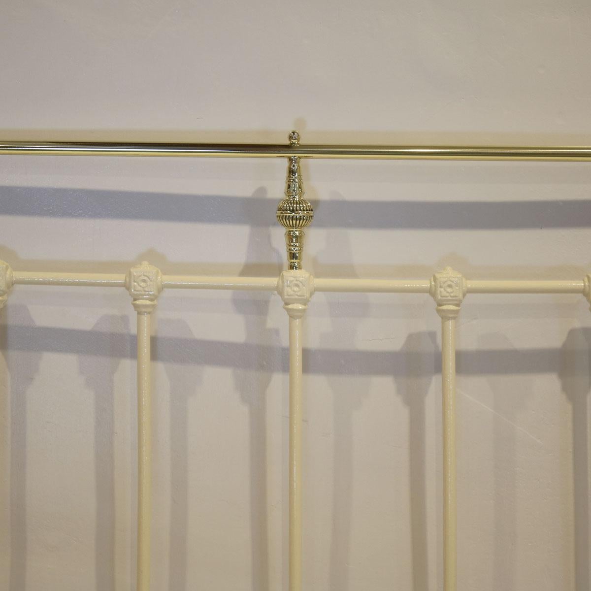 Victorian Brass and Iron Antique Platform Bed in Cream MK219