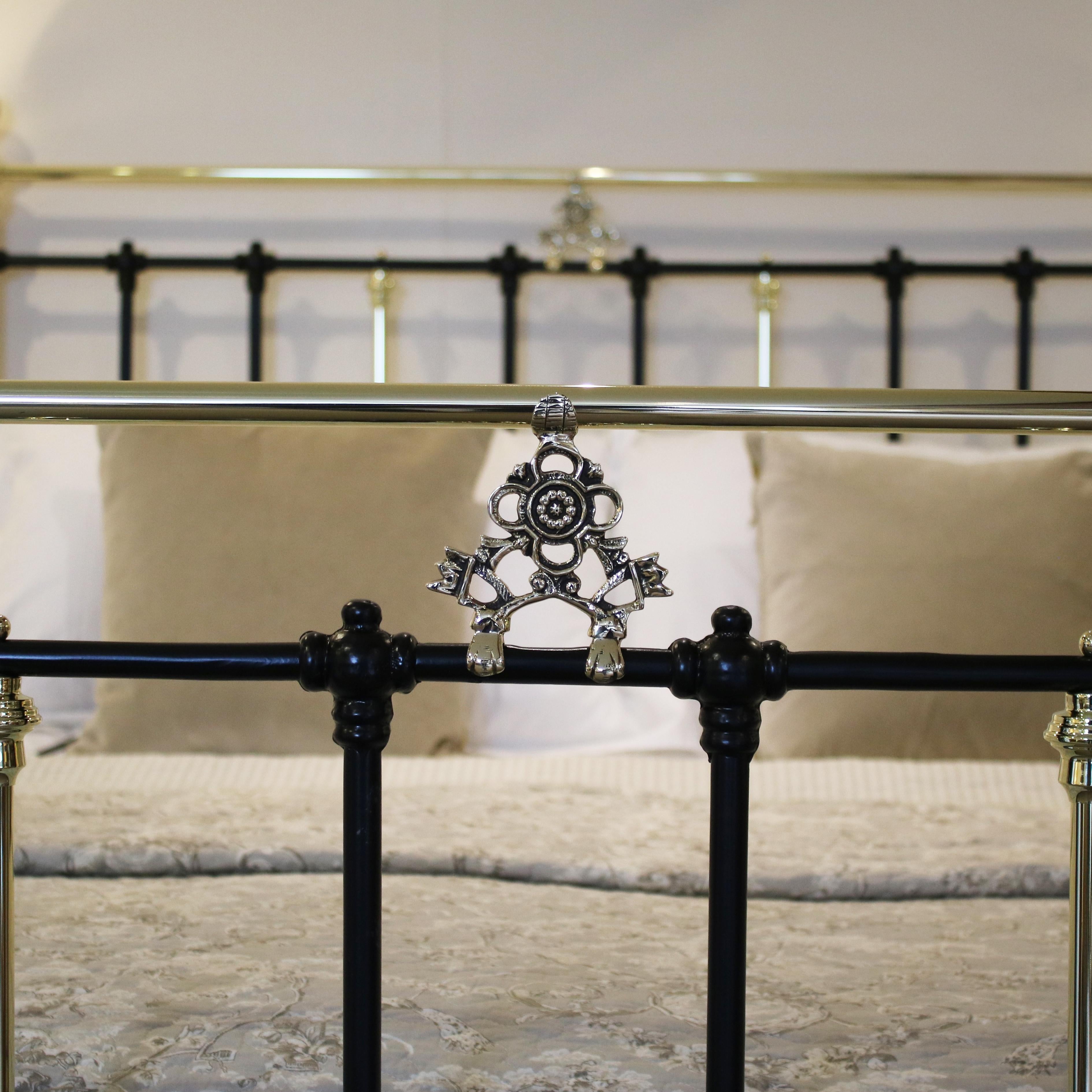 European Brass and Iron Antique Bed in Black, MK170