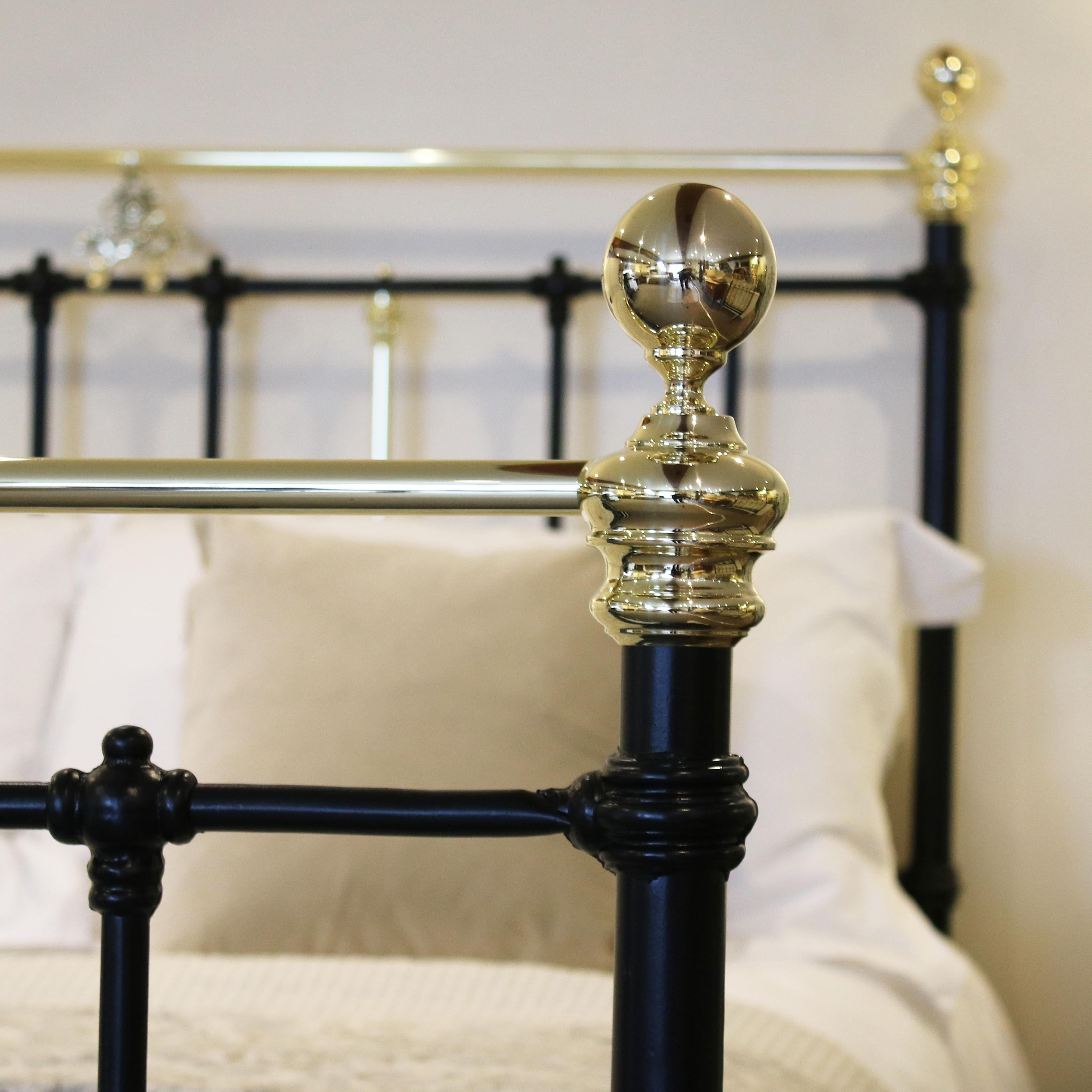 19th Century Brass and Iron Antique Bed in Black, MK170