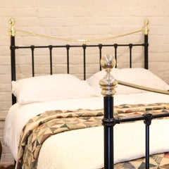 Brass and Iron Bed with Curved Top Rails in Black, MD85