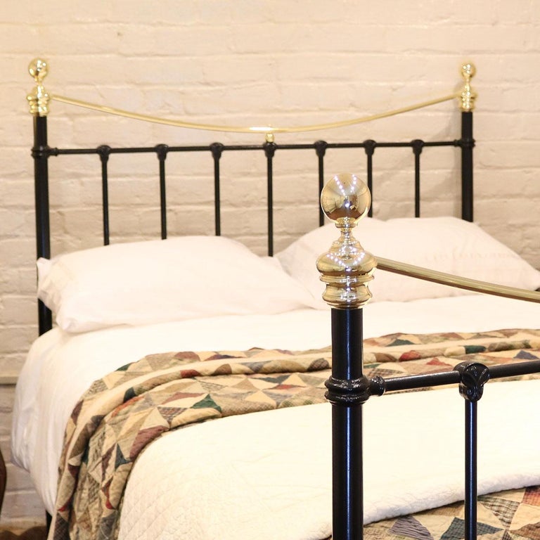 Brass and Iron Bed with Curved Top Rails in Black, MD85 at 1stDibs