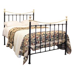 Antique Brass and Iron Bed with Curved Top Rails in Black, MD85