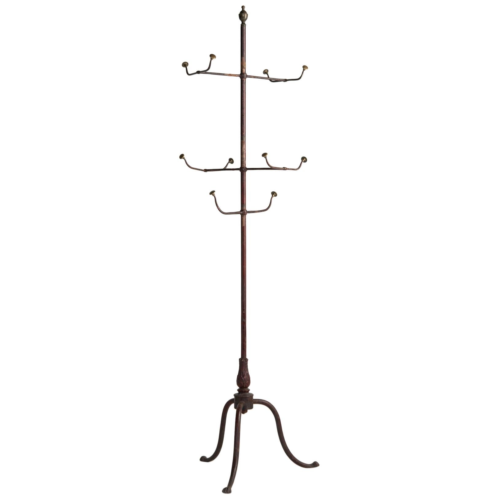 Brass and Iron Coat Stand, Italy, circa 1900