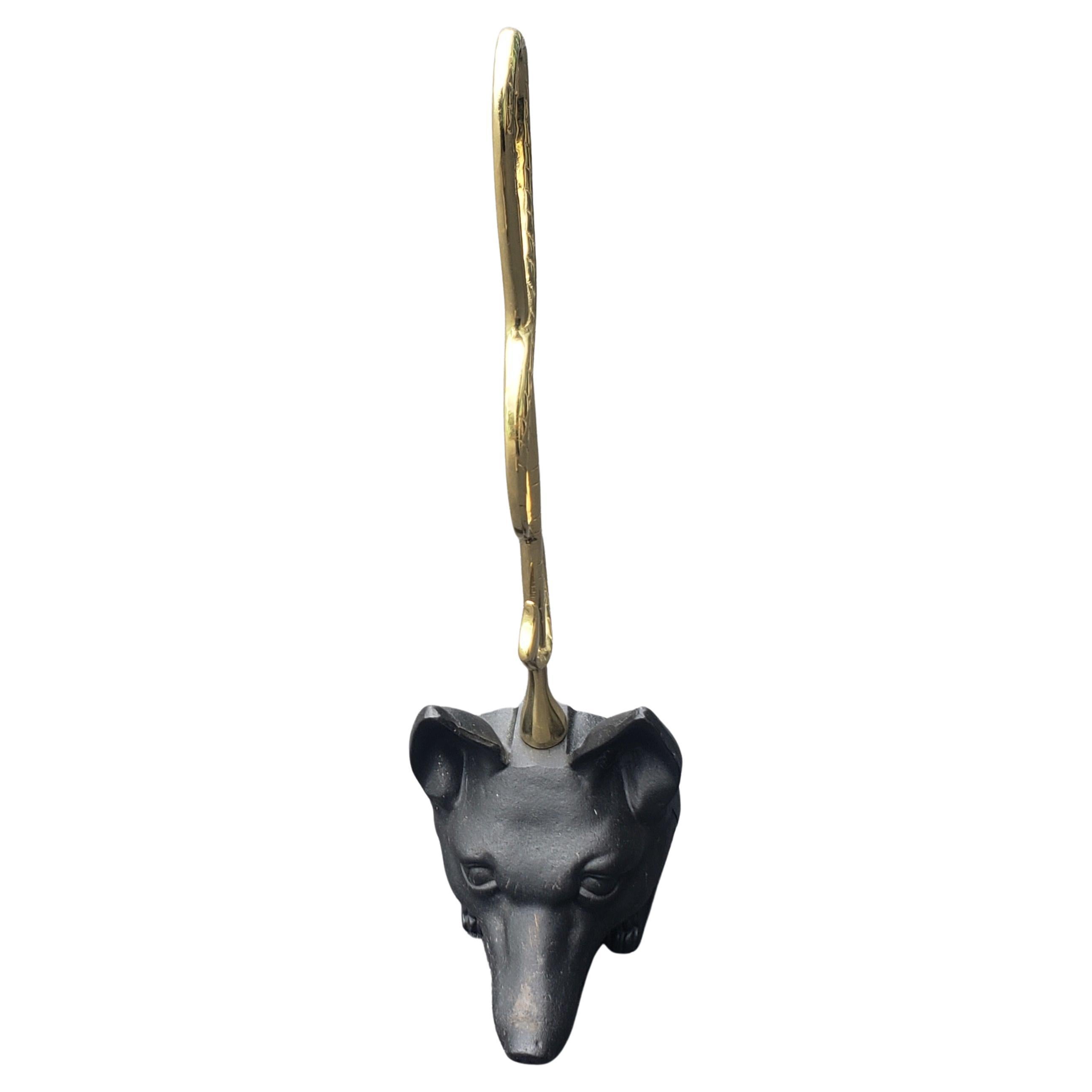 Brass and Iron Door Stop with Fox Head and Riding Crop