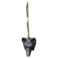 Retro Brass and Iron Door Stop with Fox Head and Riding Crop