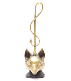 Brass and Iron English Fox-Head Door Stop by Peerage, 1920s