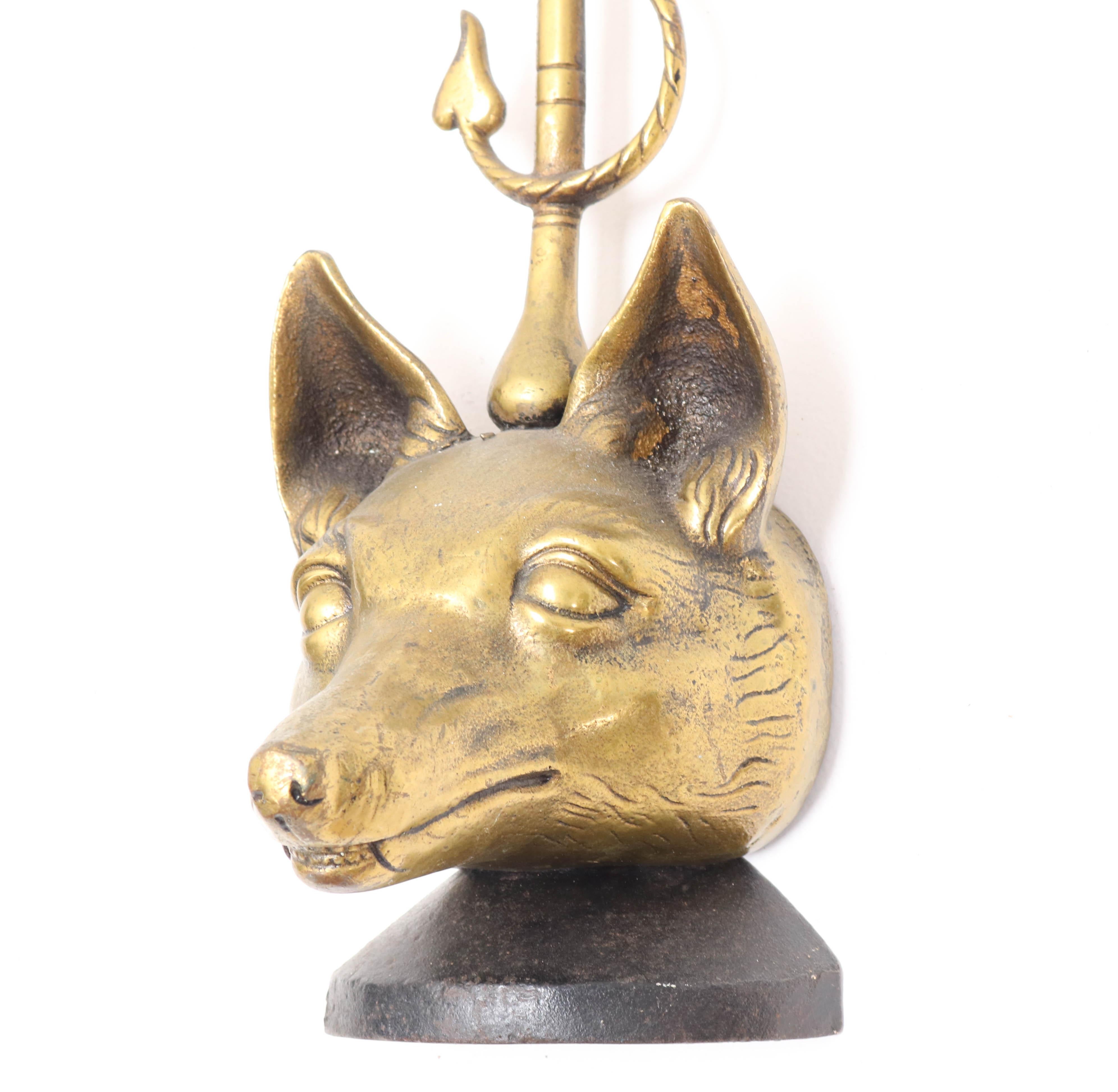 Brass and Iron English Fox-Head Door Stop by Peerage, 1920s In Good Condition For Sale In Amsterdam, NL