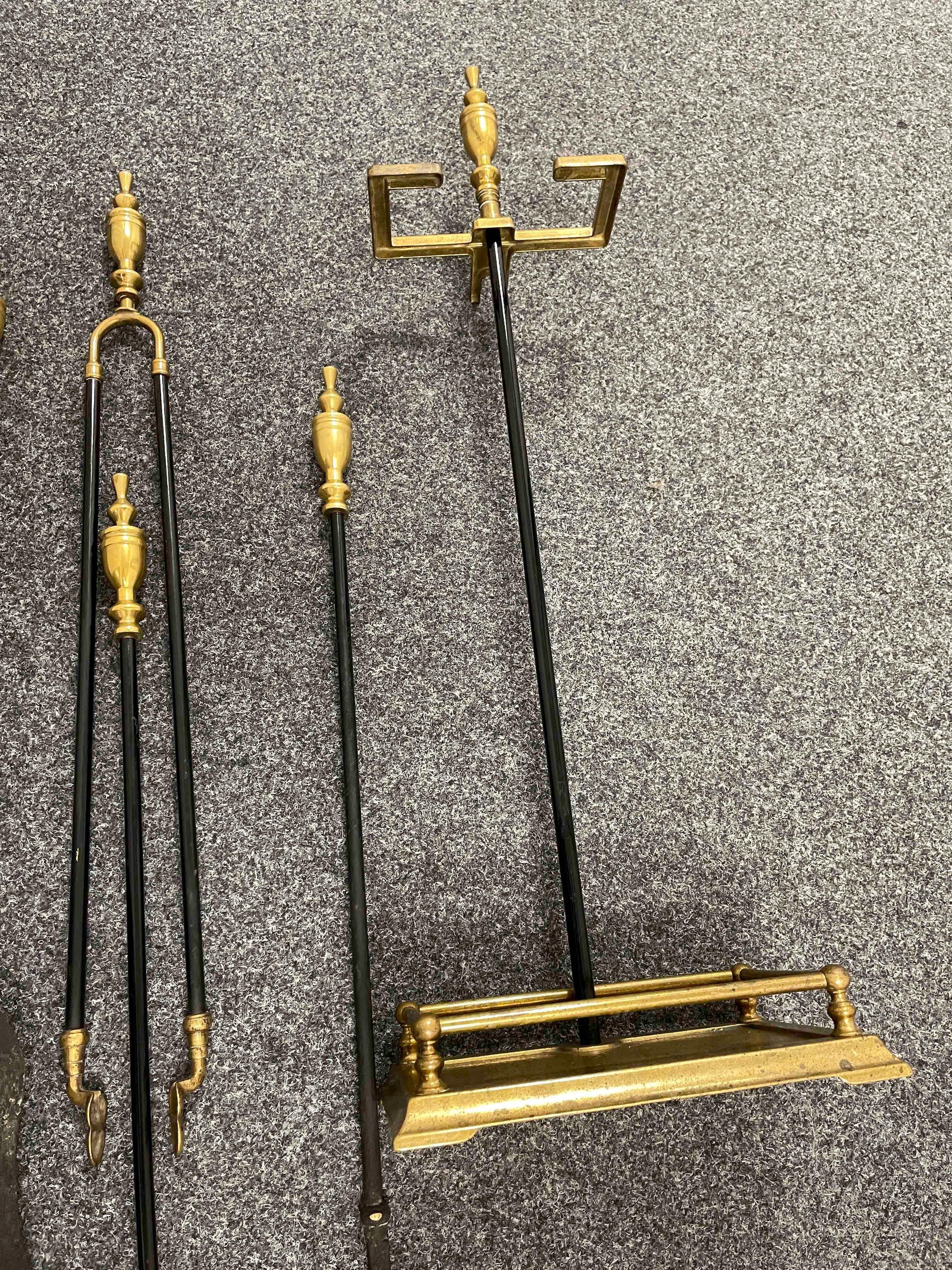 Brass and Iron Fireplace Screen - Tool Set, Vintage, 1950s 4