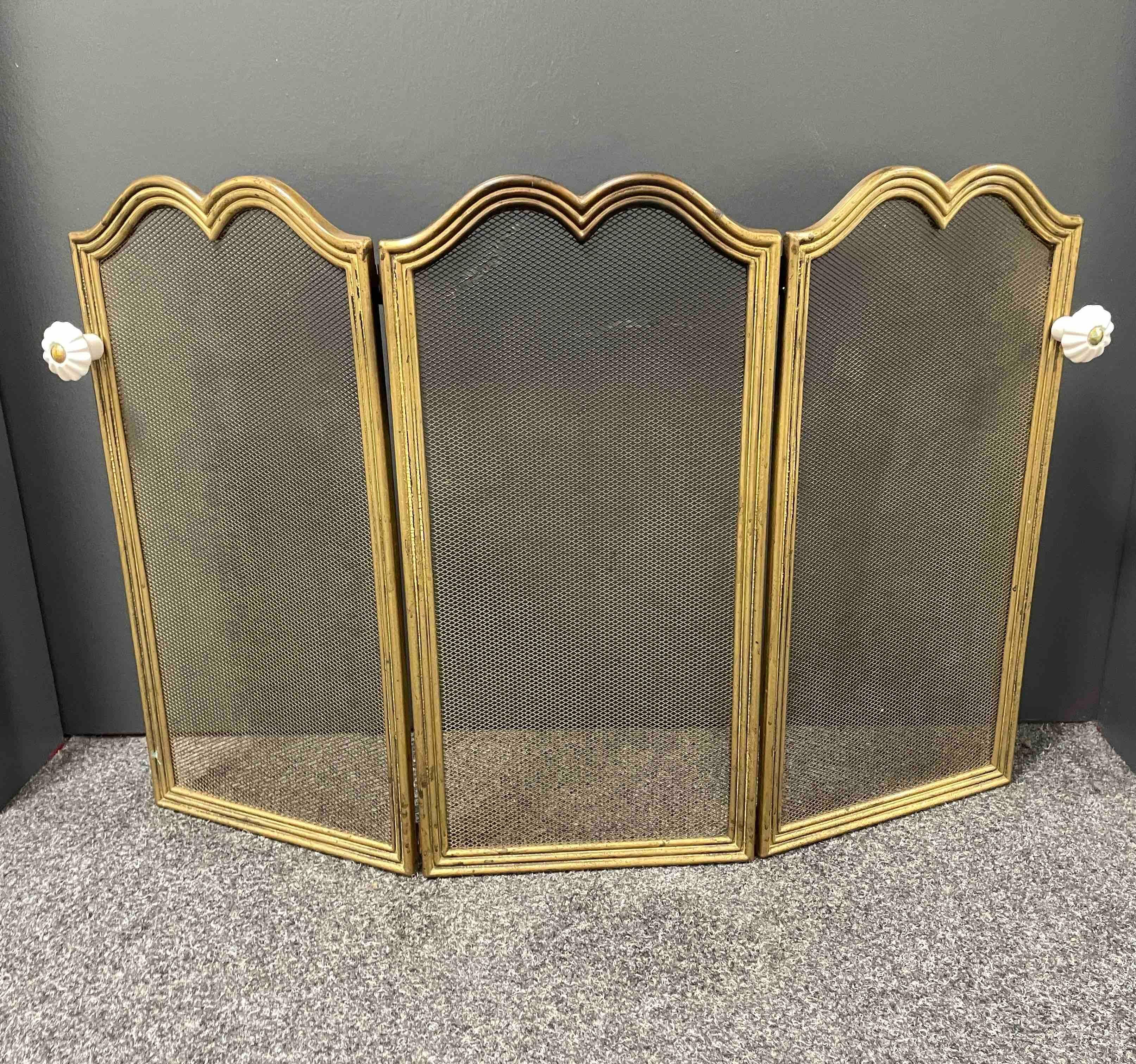 Brass and Iron Fireplace Screen - Tool Set, Vintage, 1950s 5