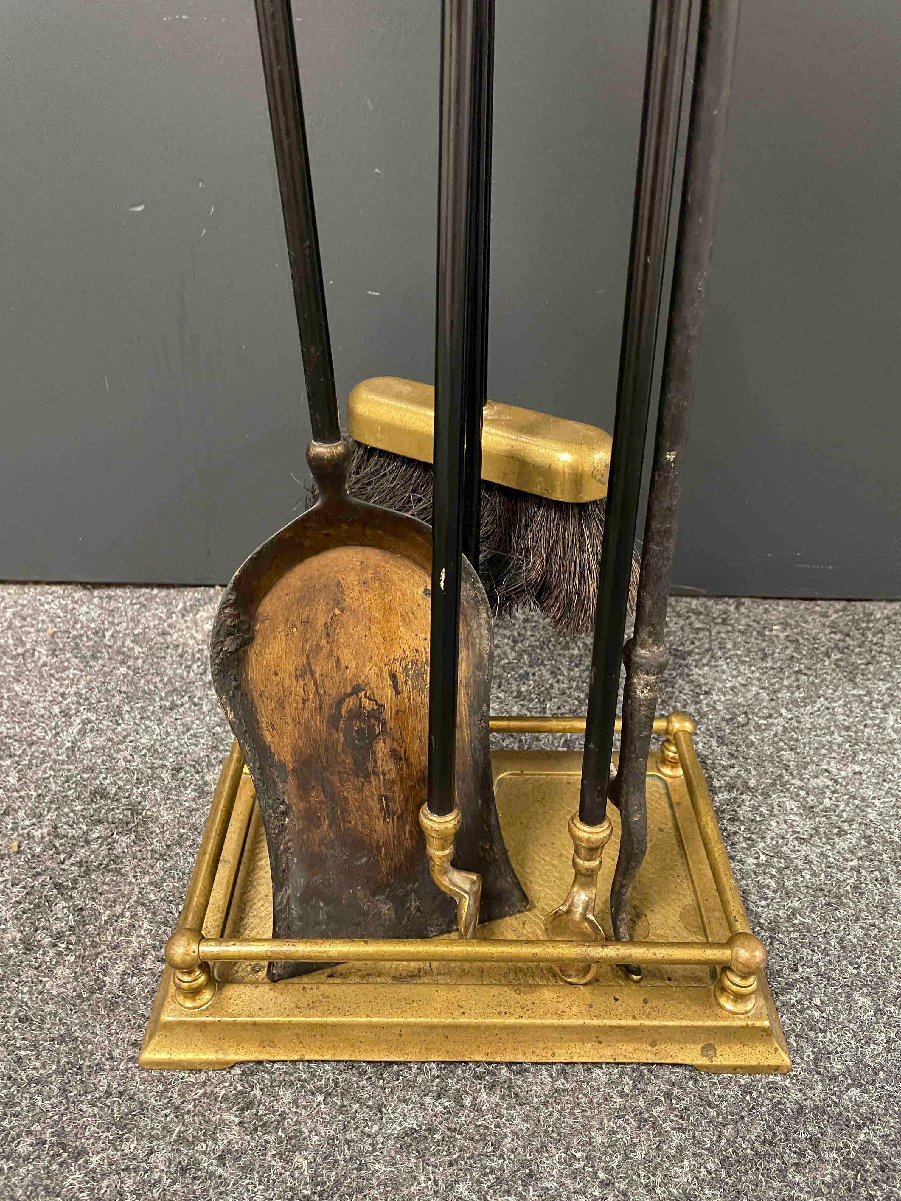 Taiwanese Brass and Iron Fireplace Screen - Tool Set, Vintage, 1950s