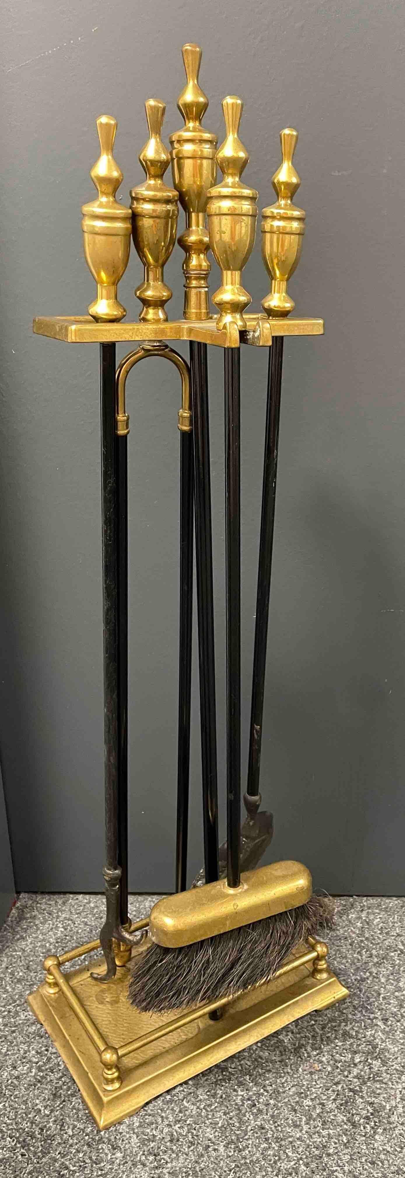 Brass and Iron Fireplace Screen - Tool Set, Vintage, 1950s In Good Condition In Nuernberg, DE