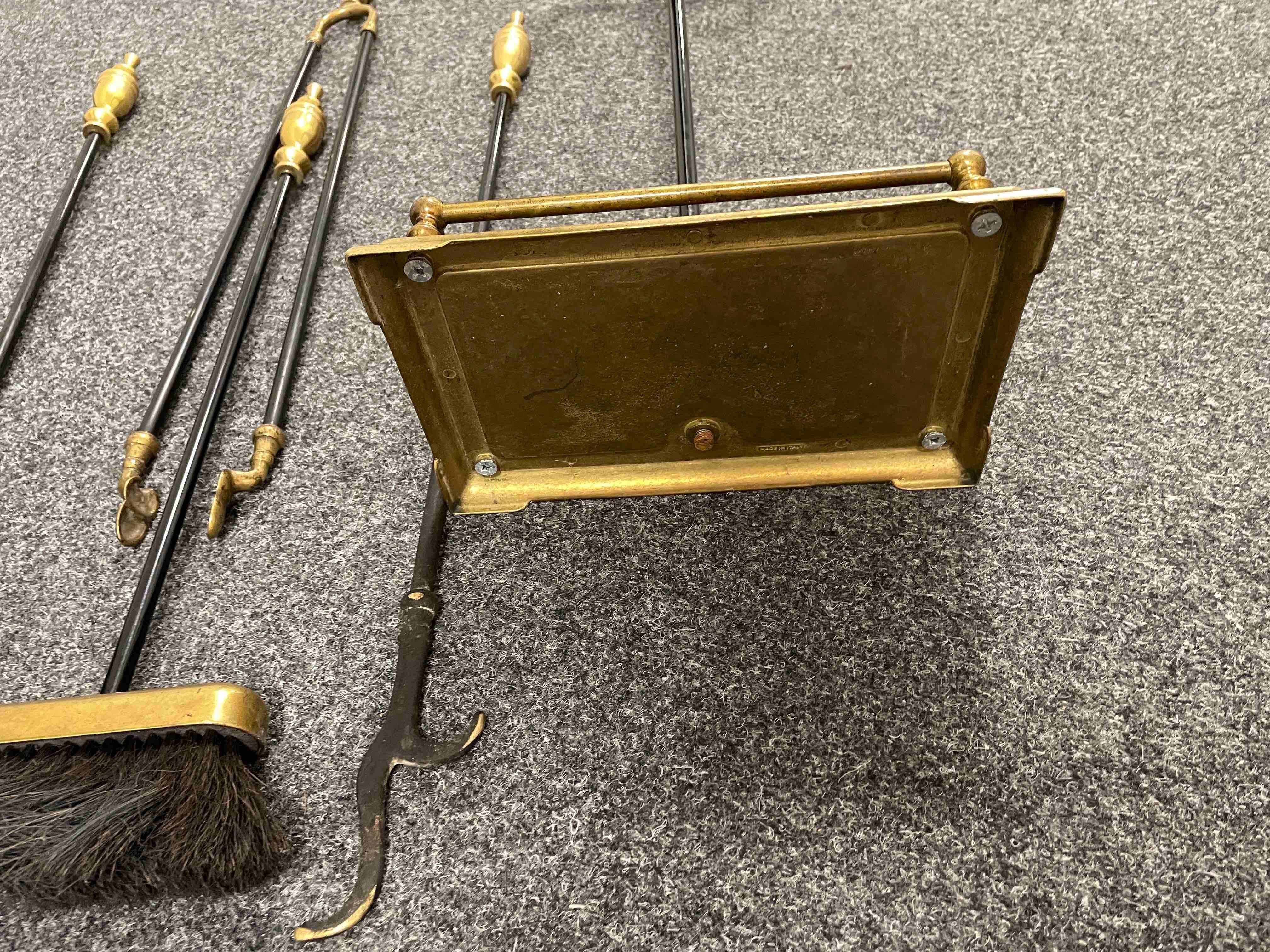 Metal Brass and Iron Fireplace Screen - Tool Set, Vintage, 1950s