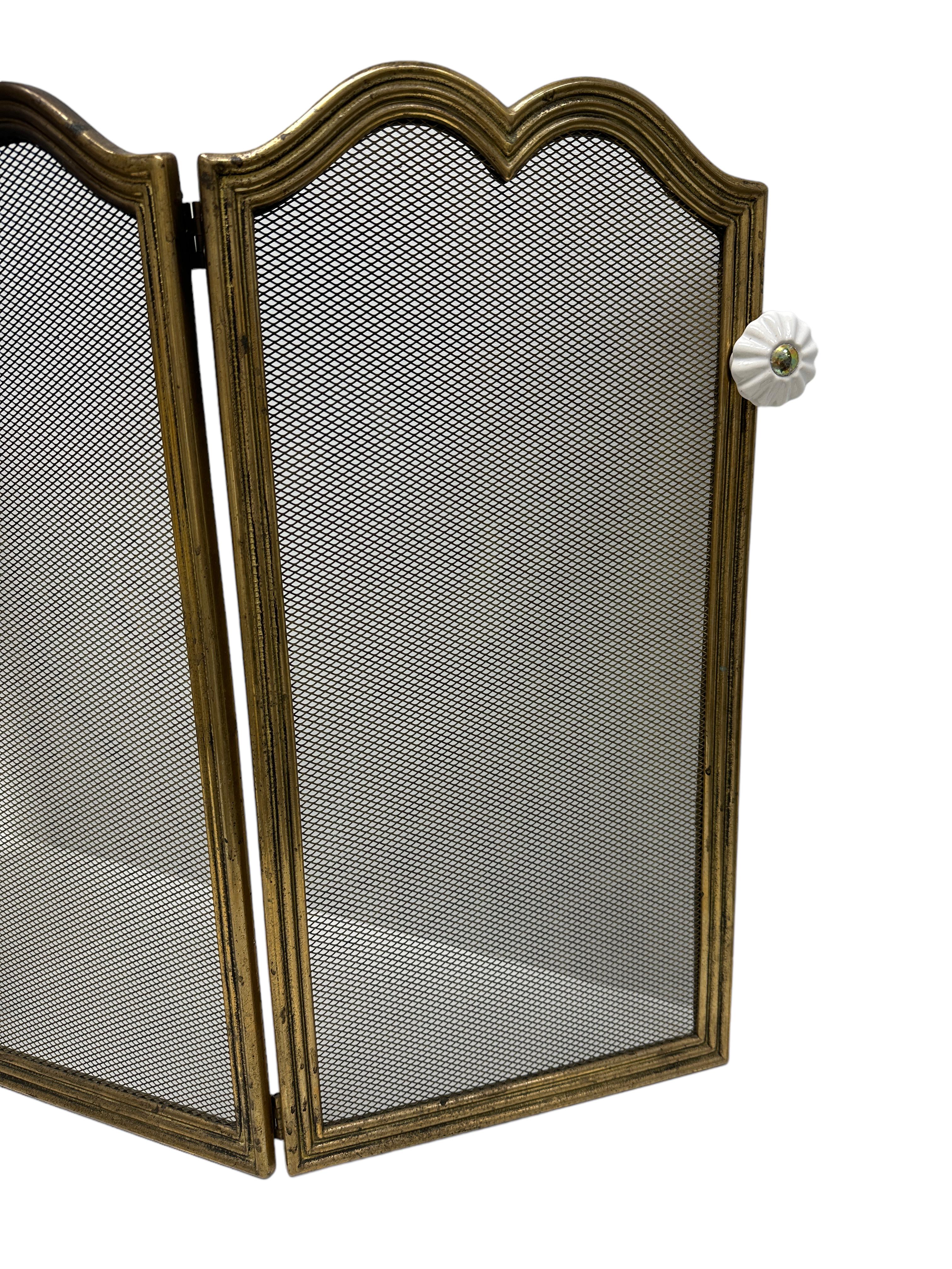 gold fireplace screen vintage