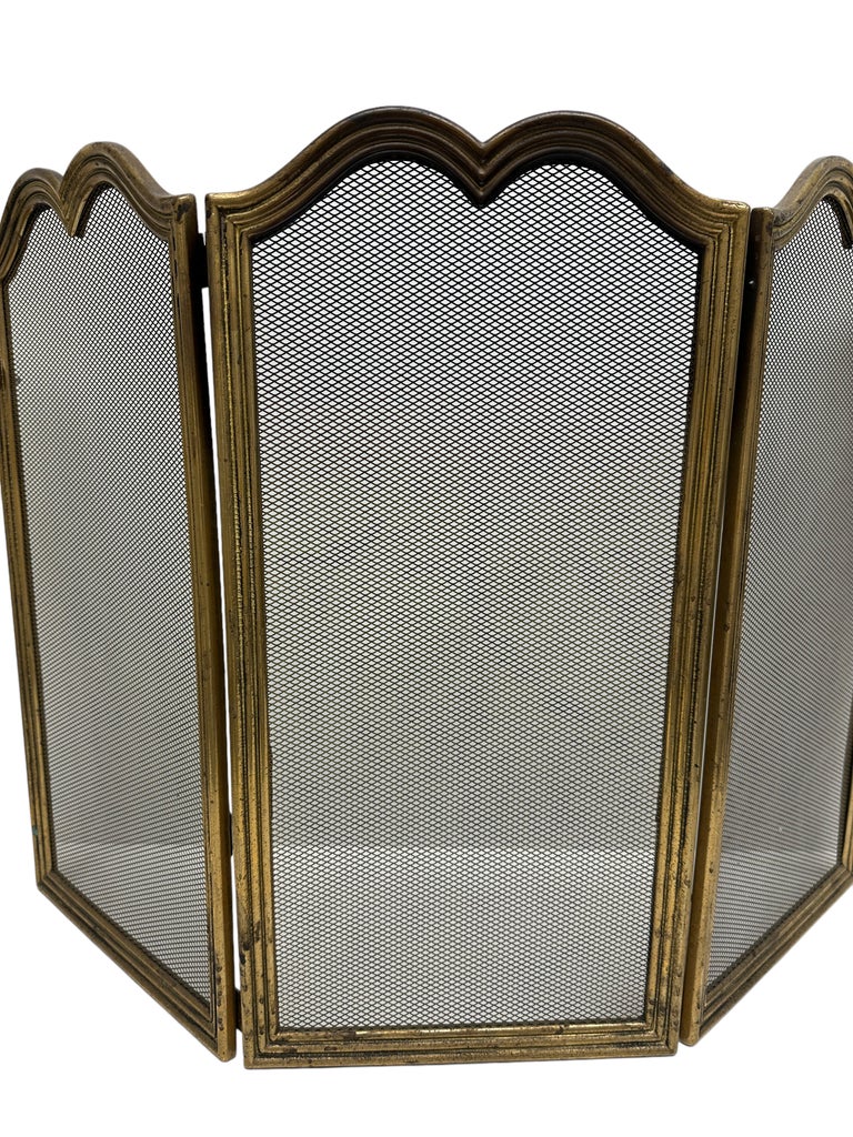 Brass and Iron Fireplace Screen, Vintage Italy, 1950s For Sale at 1stDibs
