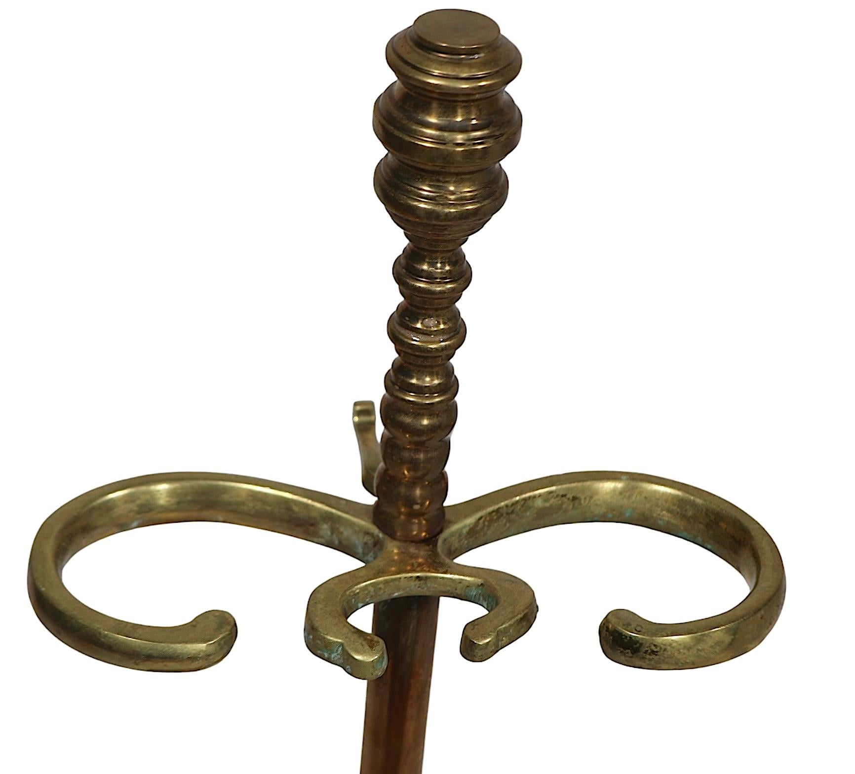 Brass and Iron Fireplace Tool Set by Virginia Metalcrafters c 1960/70's In Good Condition In New York, NY