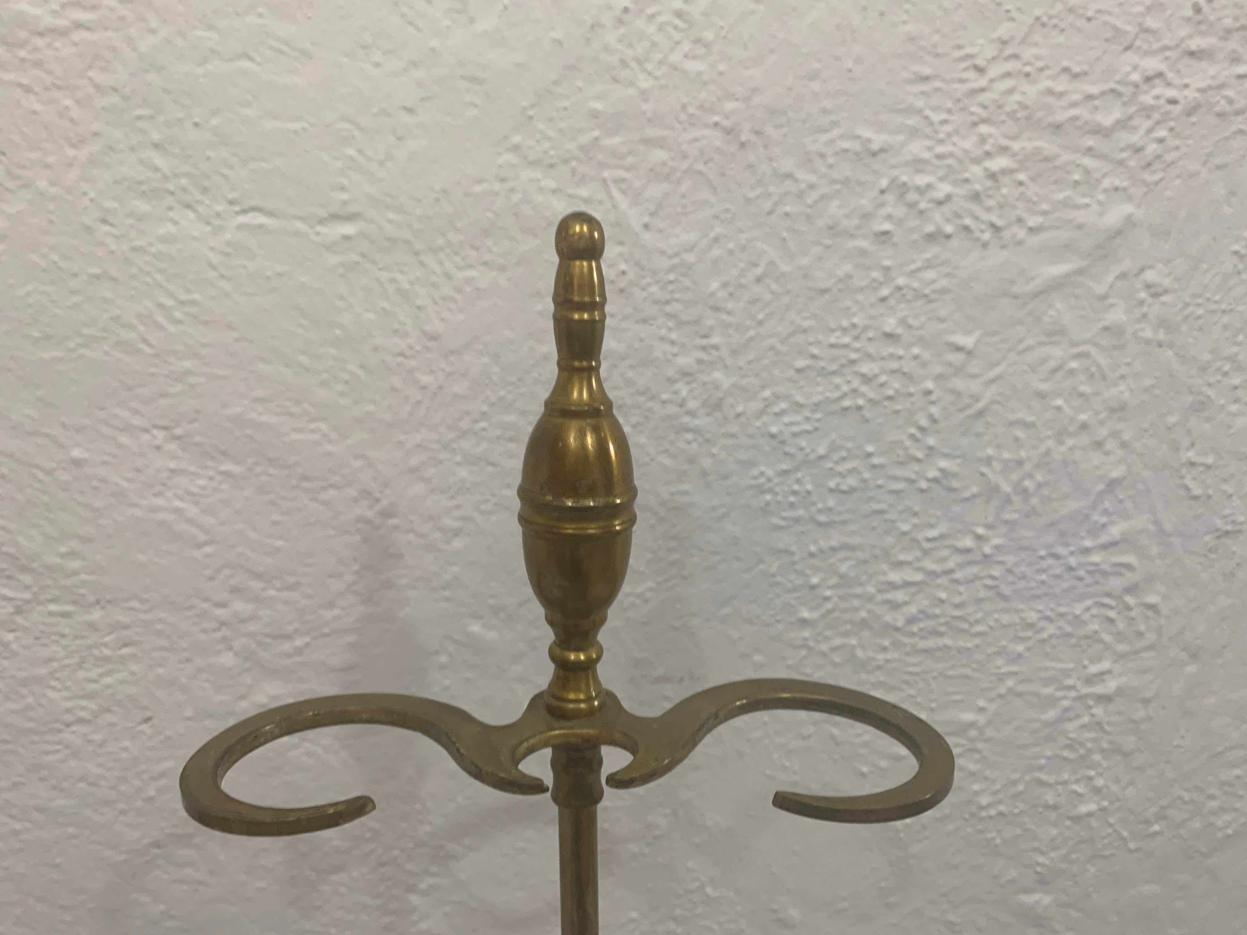 Brass and Iron Hand Made Fireplace Tool Set With Stand For Sale 2