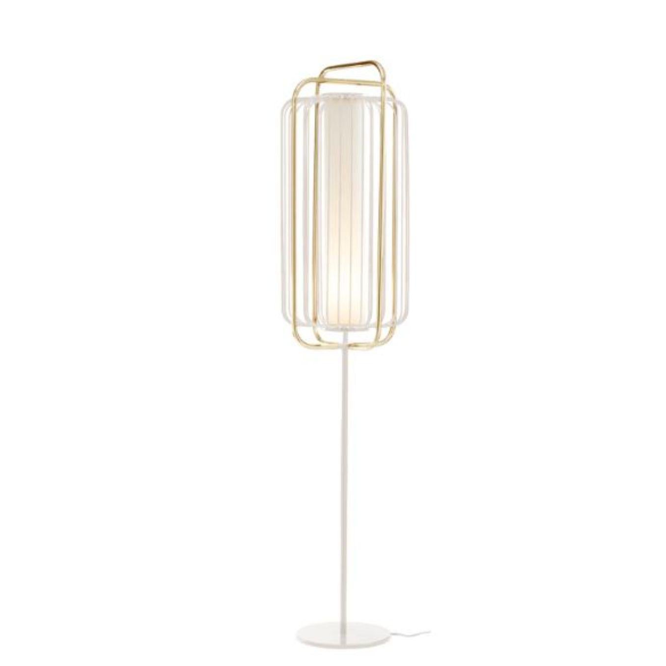 Brass and ivory Jules floor lamp by Dooq.
Dimensions: W 38 x D 38 x H 177 cm
Materials: lacquered metal, polished or brushed metal, brass.
abat-jour: cotton
Also available in different colours and materials.

Information:
230V/50Hz
E27/1x20W