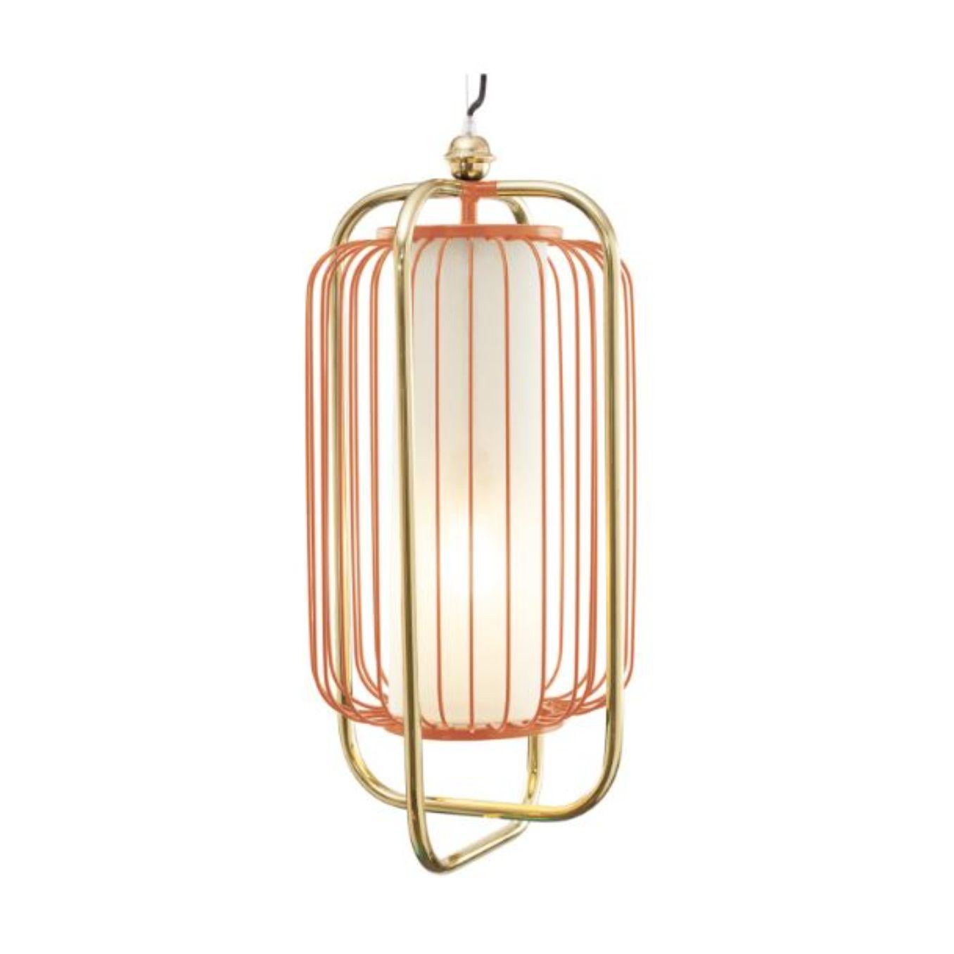 Metal Brass and Ivory Jules II Suspension Lamp by Dooq For Sale