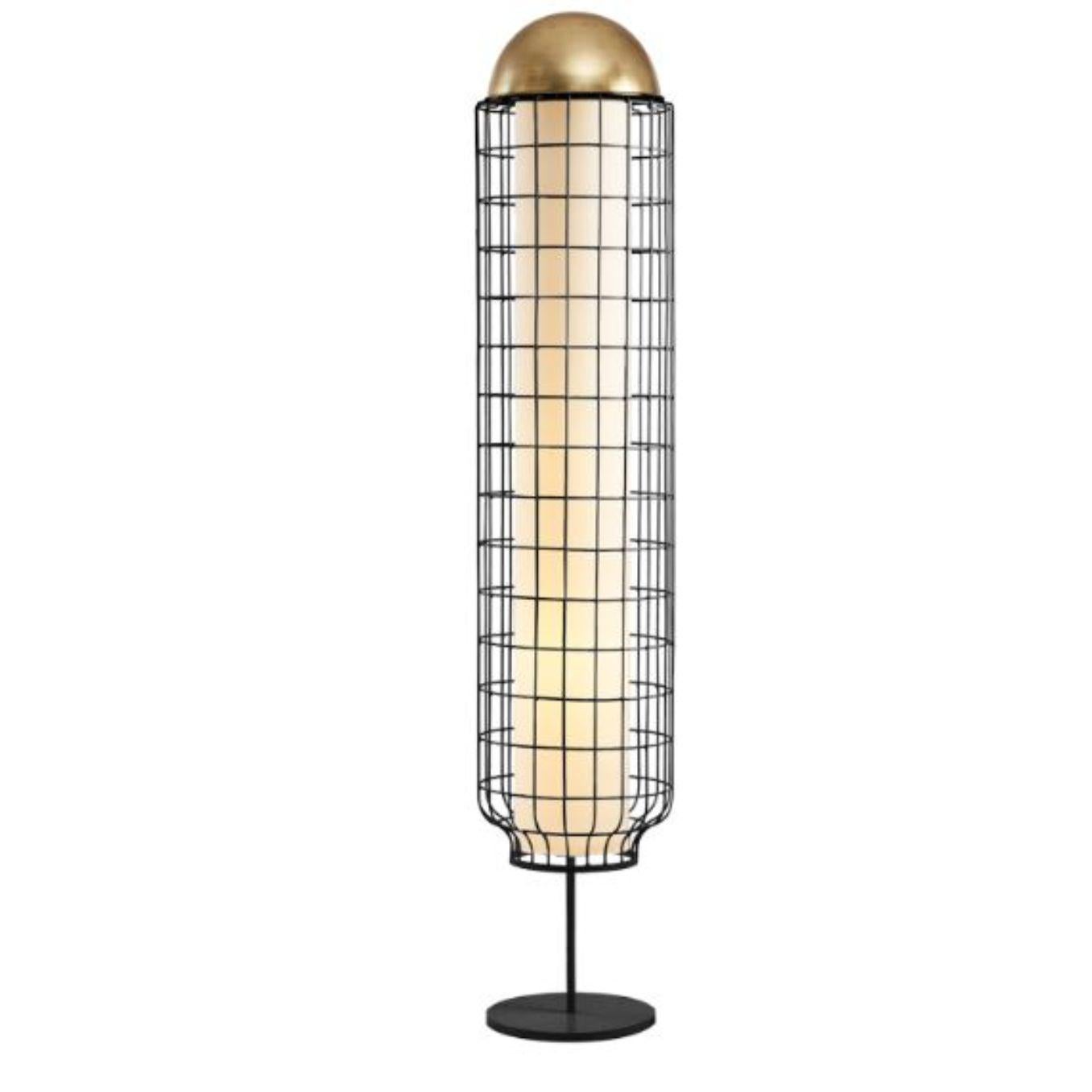 Modern Brass and Ivory Magnolia Floor Lamp by Dooq For Sale