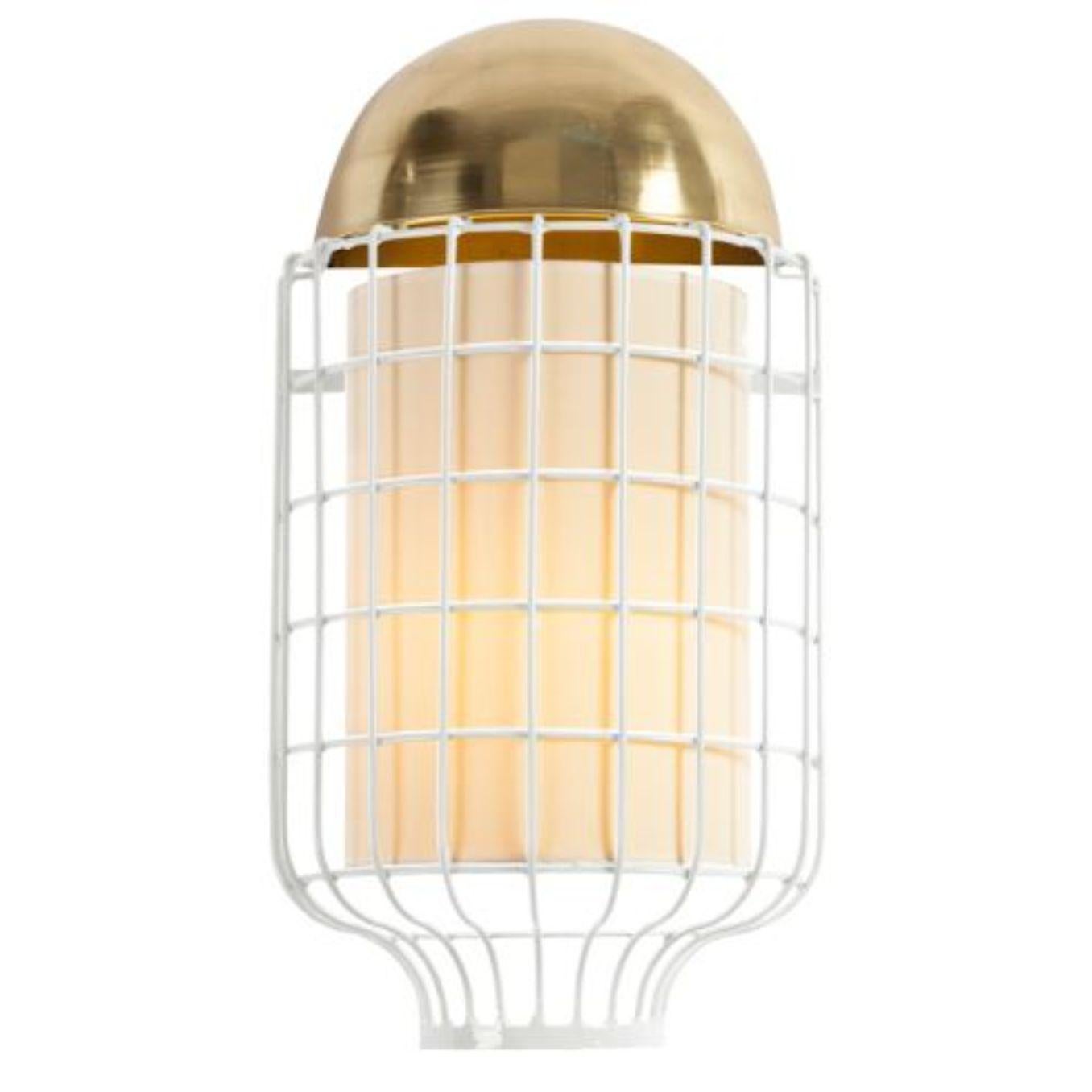 Brass and ivory Magnolia wall lamp by Dooq
Dimensions: W 30 x D 13 x H 56 cm
Materials: lacquered metal, polished or brushed metal, brass.
Abat-jour: cotton
Also available in different colours and materials.

Information:
230V/50Hz
E14/1x15W