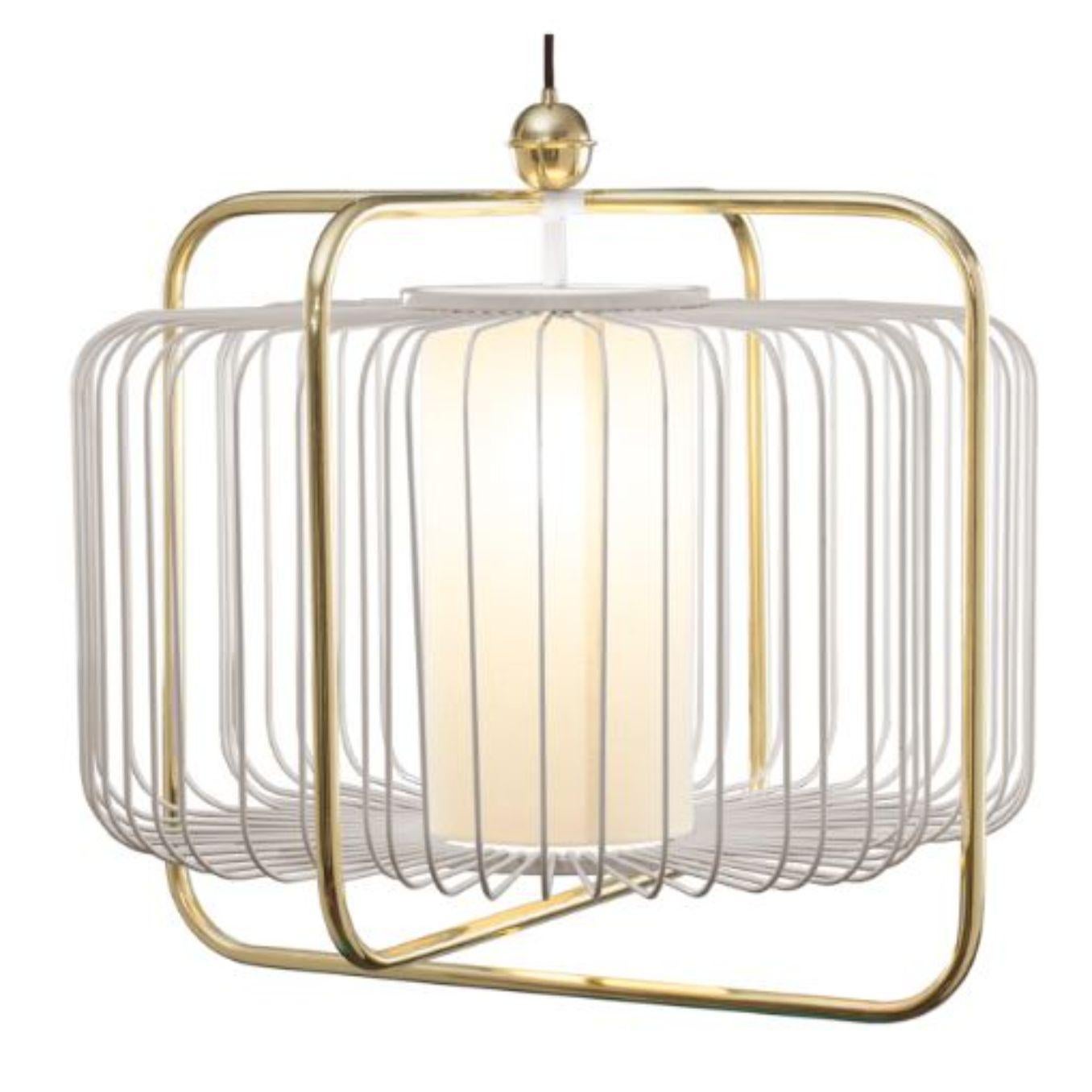 Modern Brass and Jade Jules I Suspension Lamp by Dooq For Sale