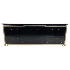Brass and lacquer maison jansen sideboard, 1970s