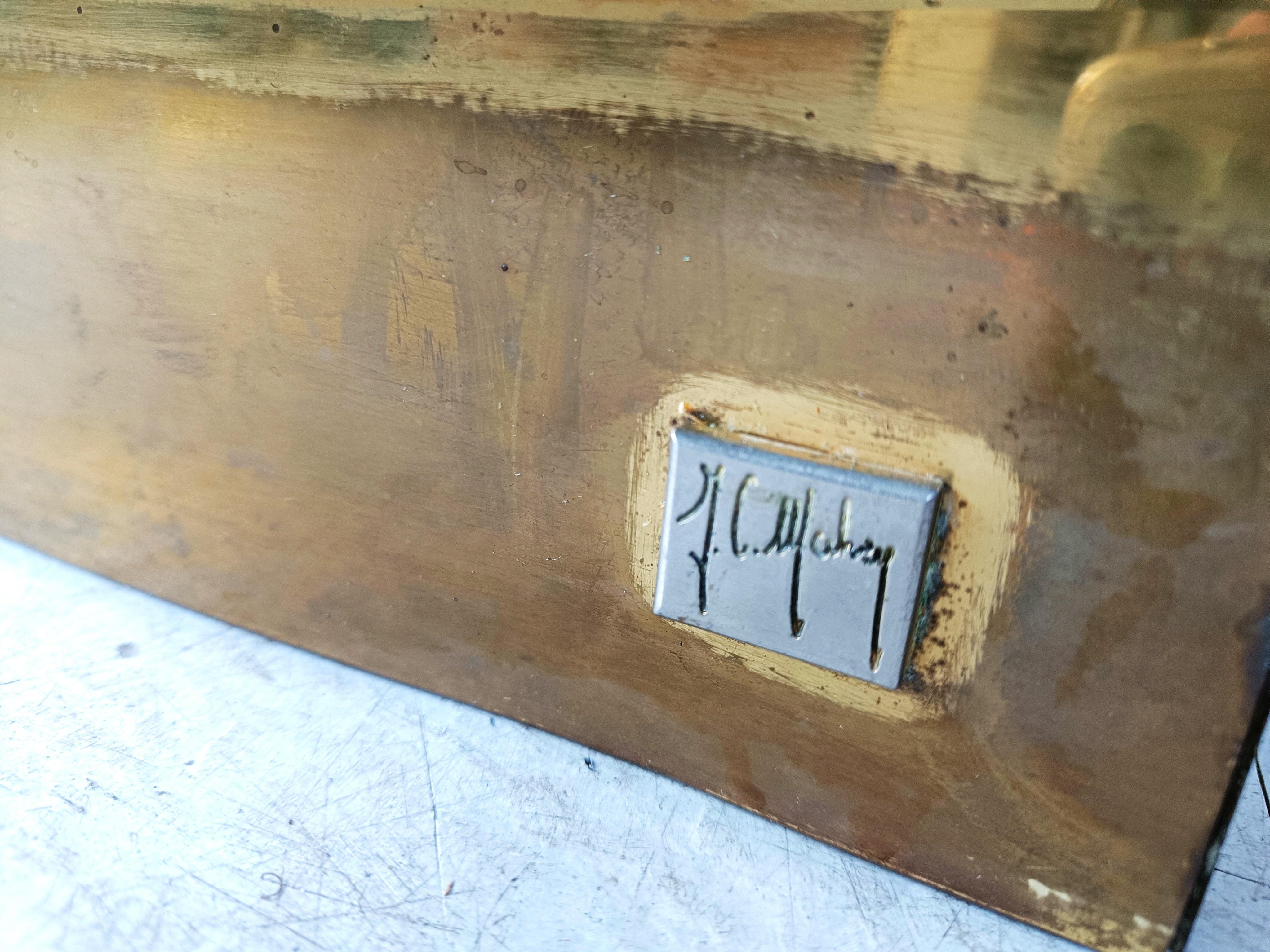 Brass and lacquer sideboard by Jean Claude Mahey, 1970s For Sale 4
