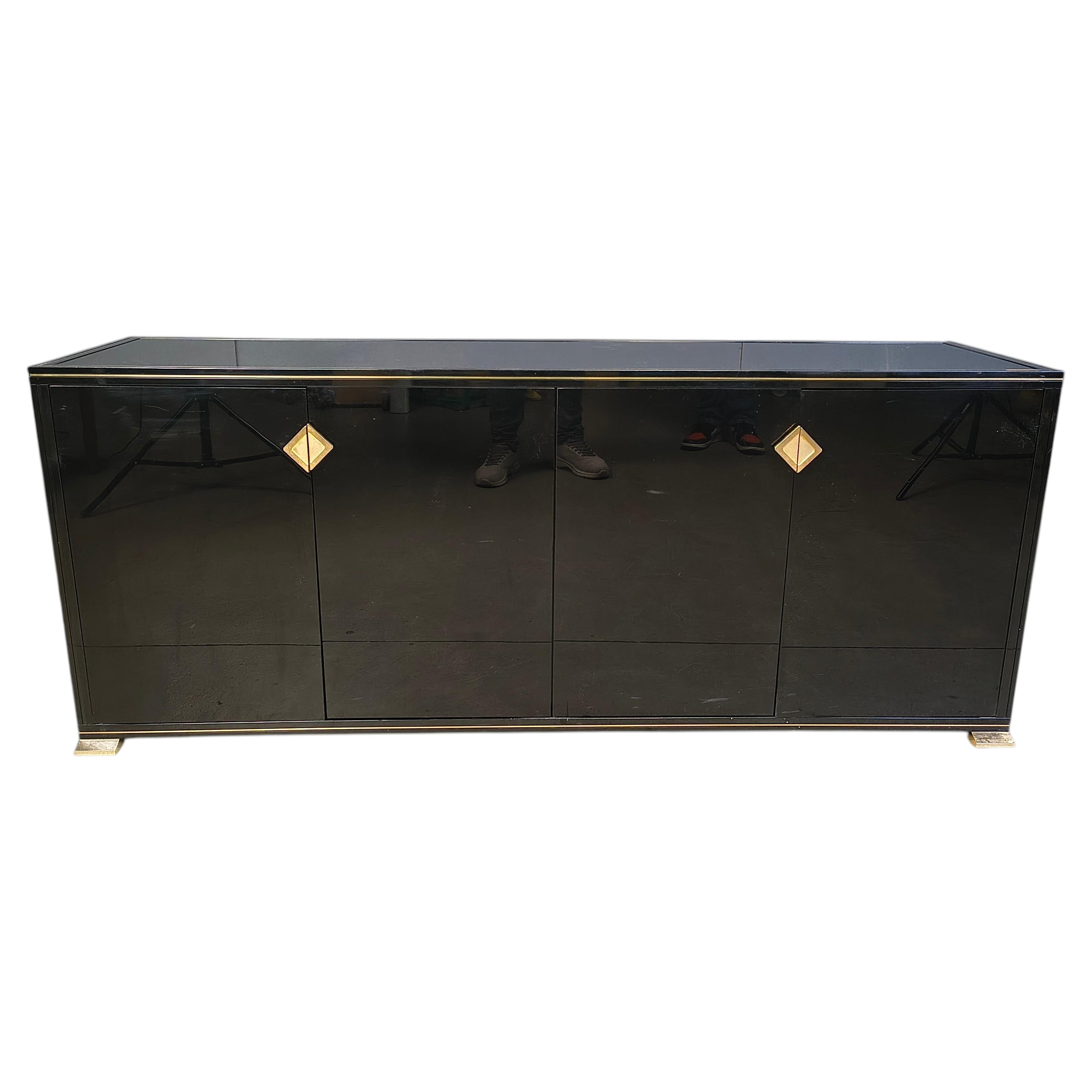 Brass and lacquer sideboard by Pierre Vandel, 1970s