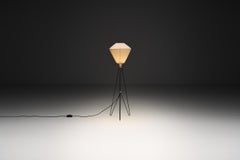 Lampe sur pied à trépied en laiton et métal laqué, attribuée à EWJ, Suède, vers les années 1950