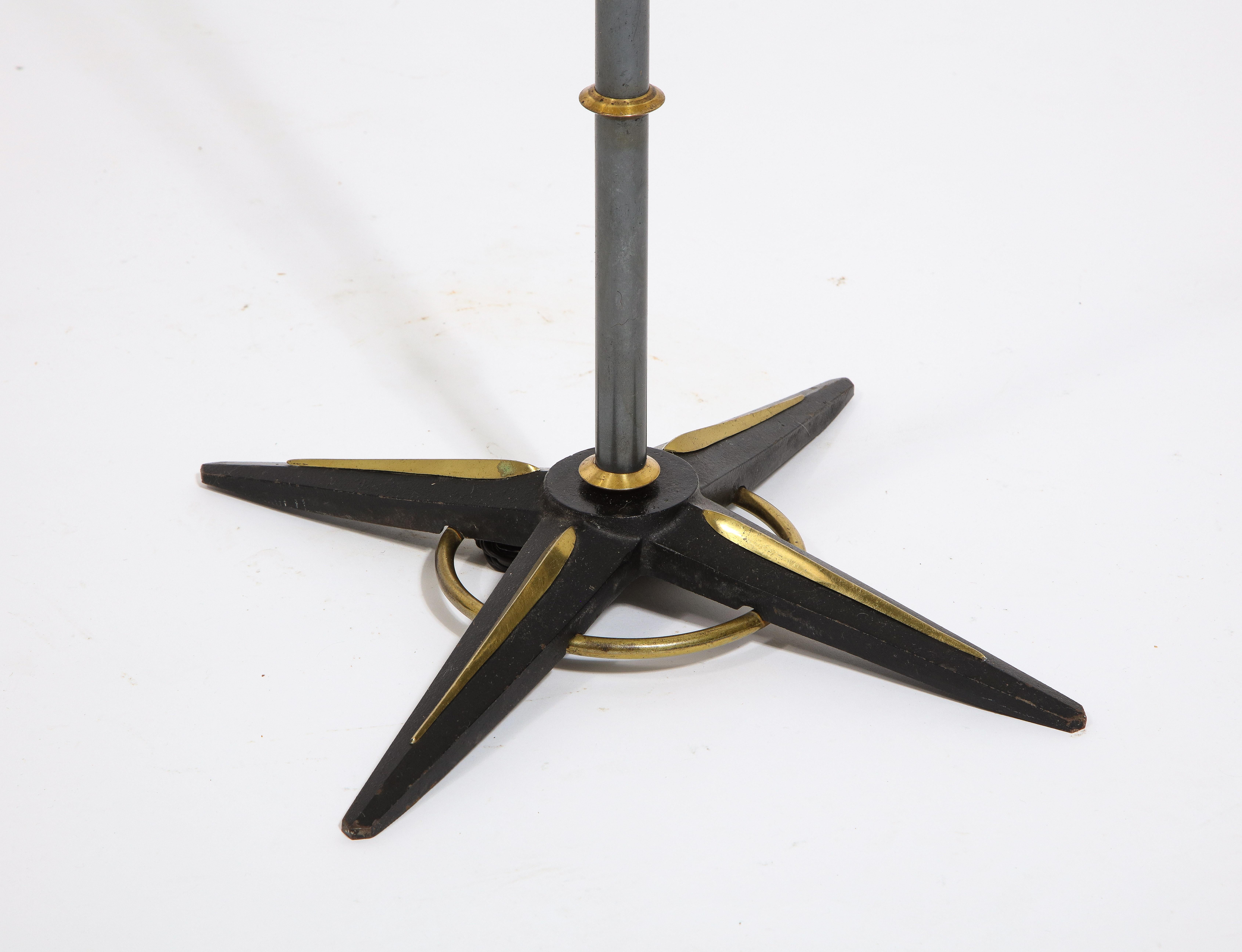 Brass and Lacquered Steel floor lamp by Jacques Adnet, France 1960's 4