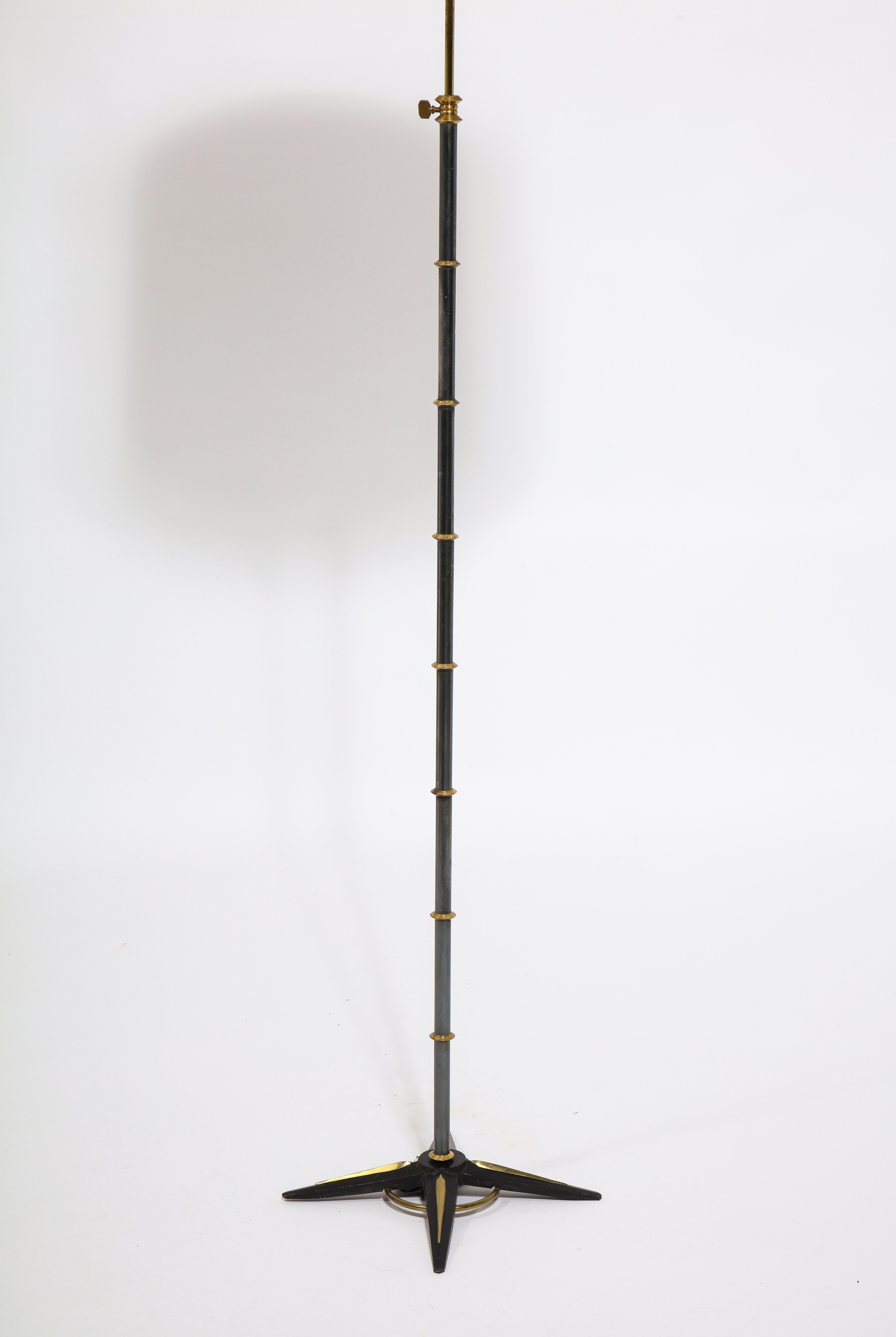 Brass and Lacquered Steel floor lamp by Jacques Adnet, France 1960's 7