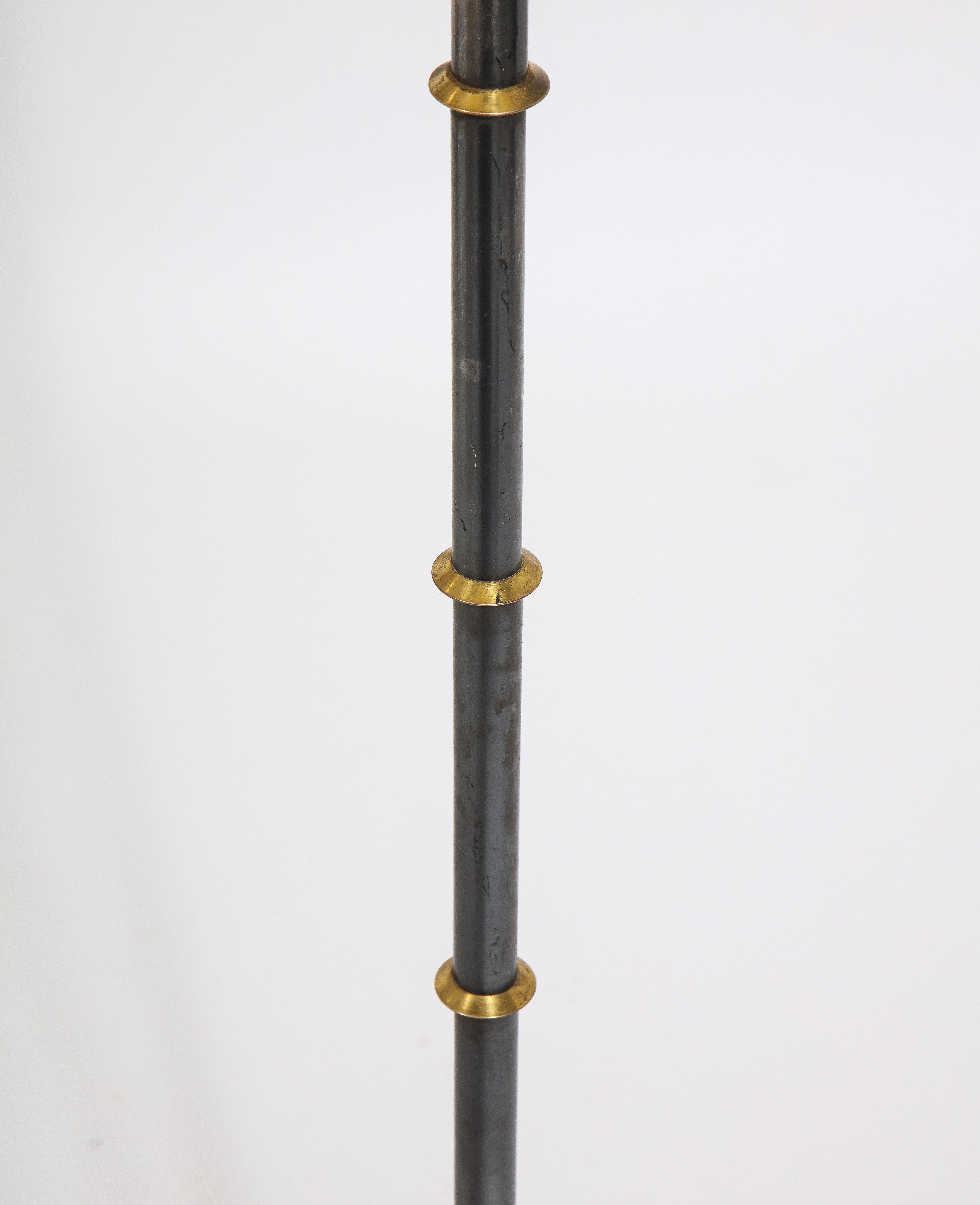 Brass and Lacquered Steel floor lamp by Jacques Adnet, France 1960's 8