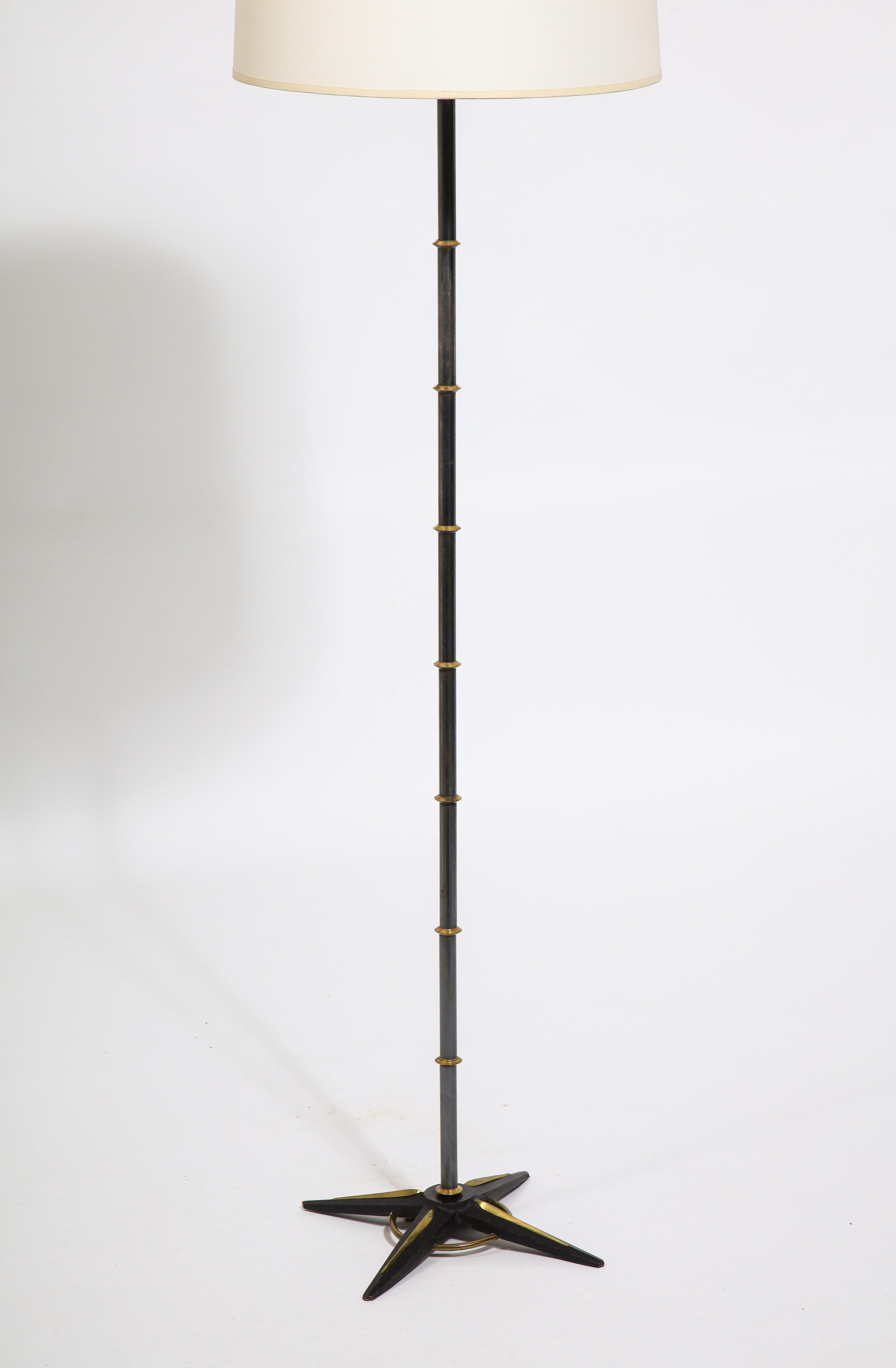 Brass and Lacquered Steel floor lamp by Jacques Adnet, France 1960's 11