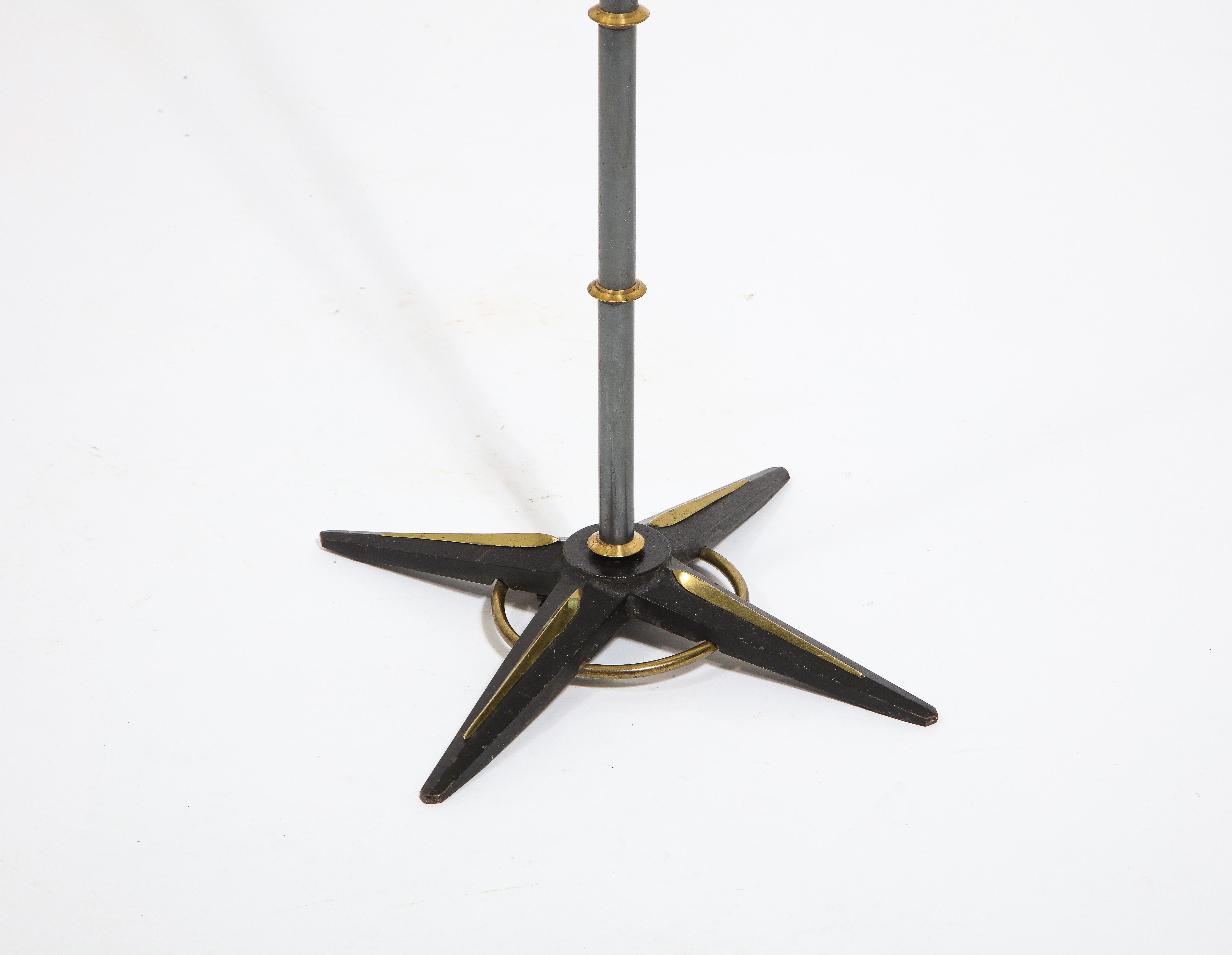 Brass and Lacquered Steel floor lamp by Jacques Adnet, France 1960's 12