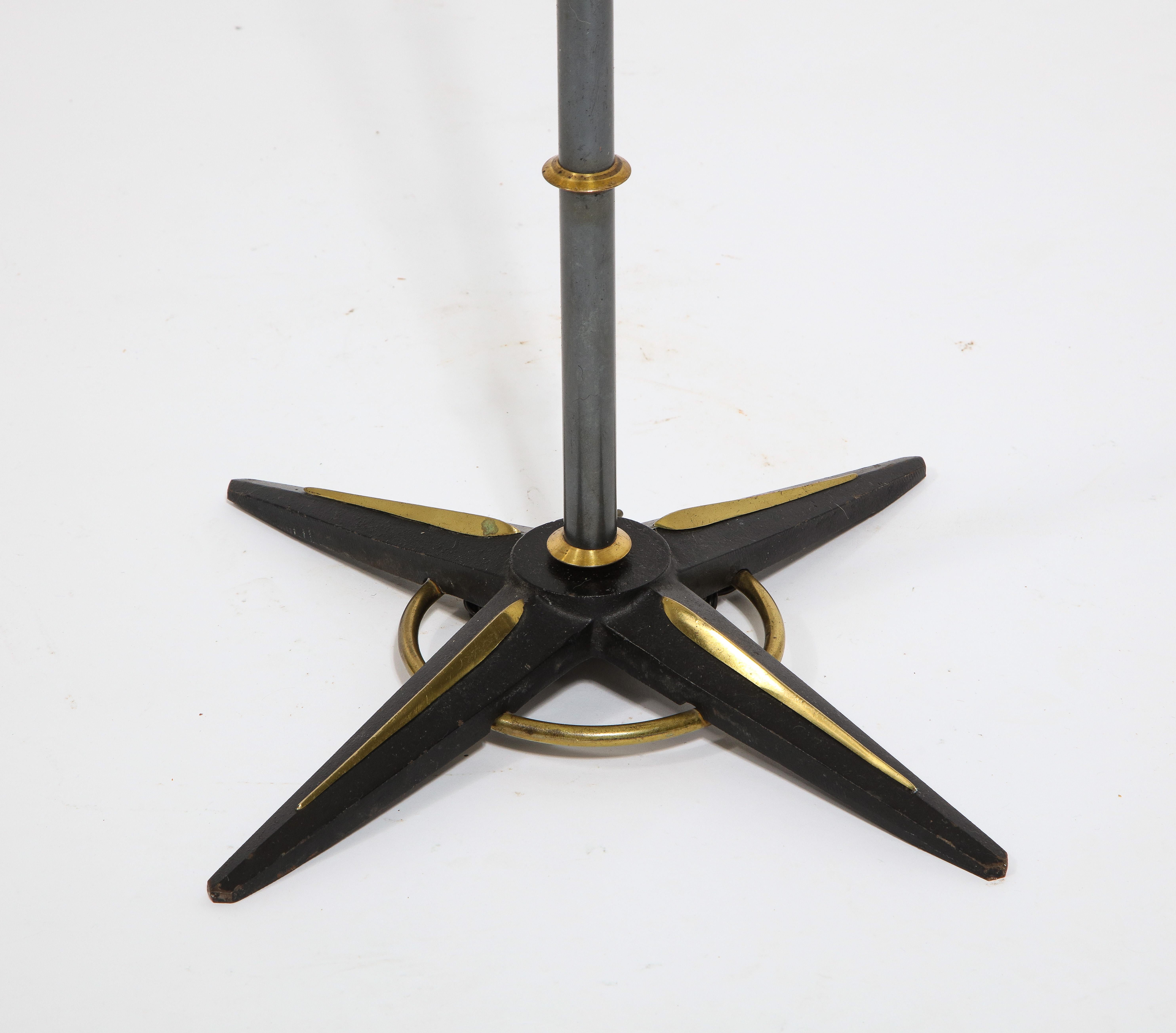 Brass and Lacquered Steel floor lamp by Jacques Adnet, France 1960's 3