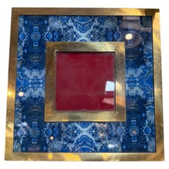 Brass and Lapis-Style Stone Picture Frame, 1970s