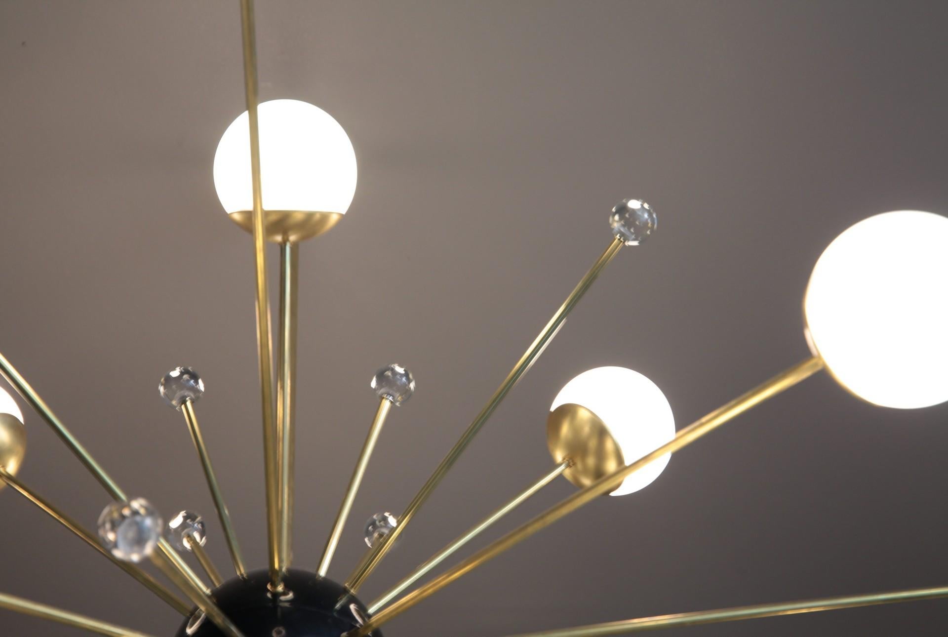 Brass and Lattimo Sputnik Chandelier 16 Lights and Clear Orbs Playing with Light 1