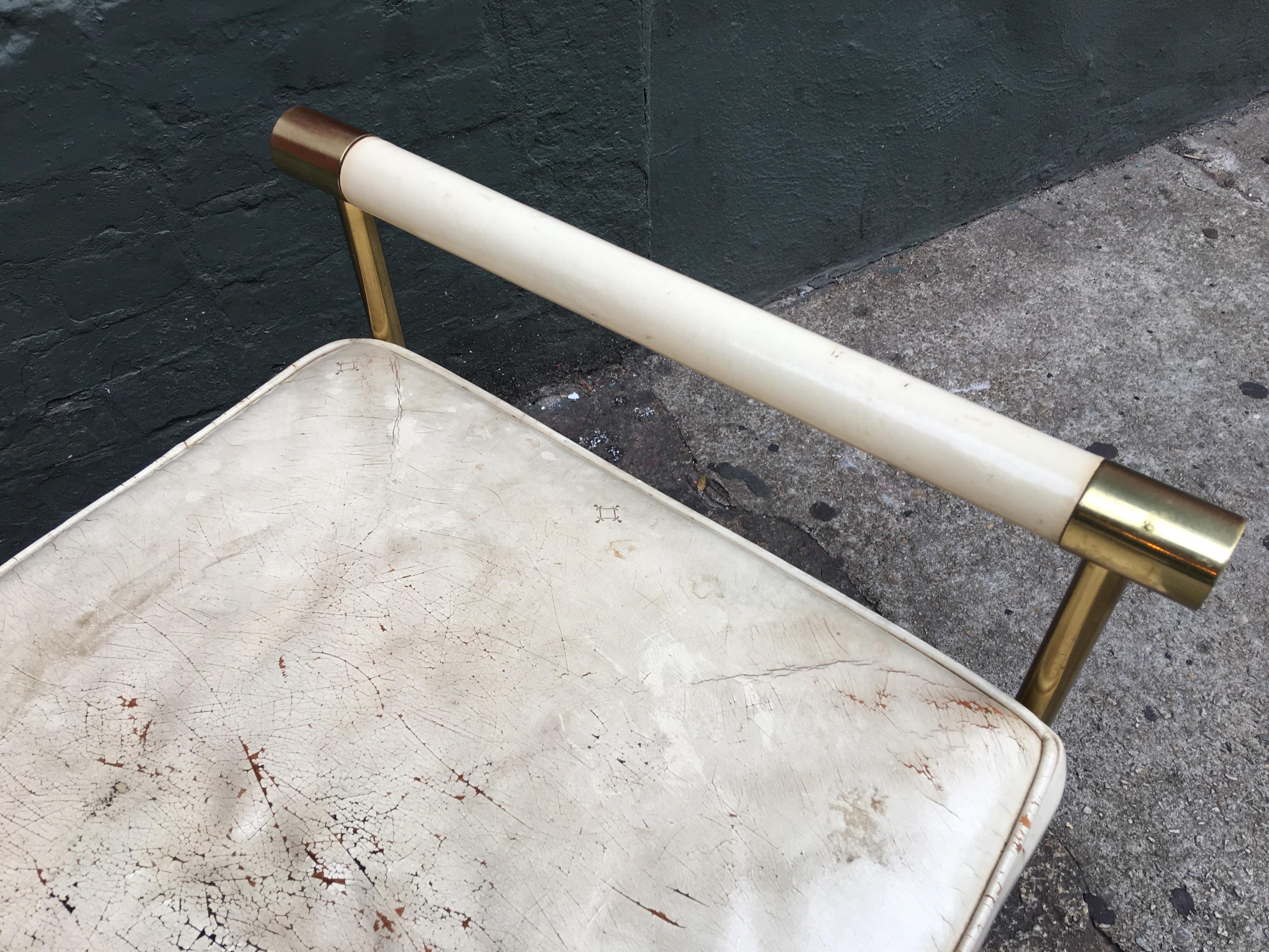 American Brass and Leather Bench