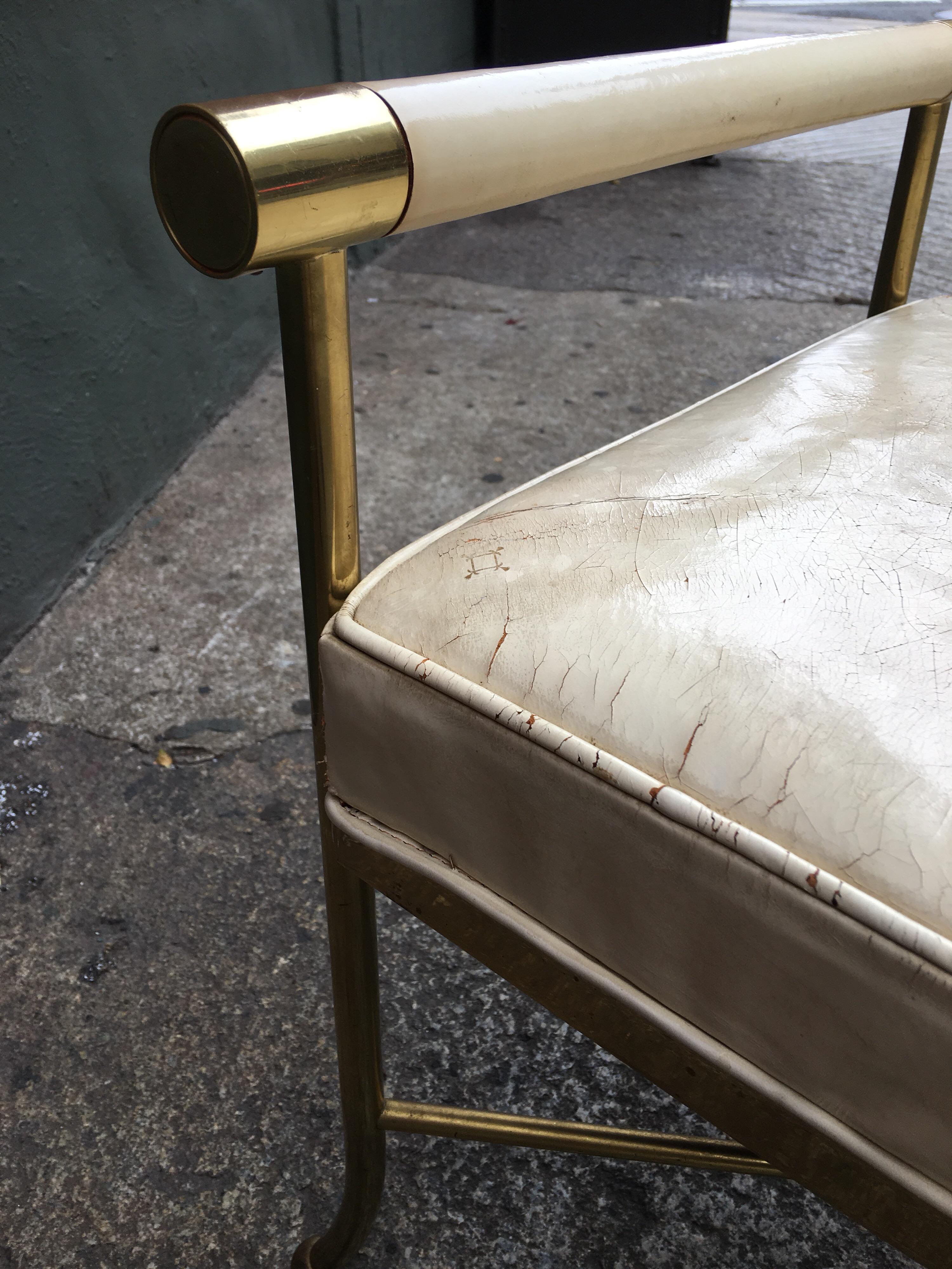 Brass and Leather Bench 2