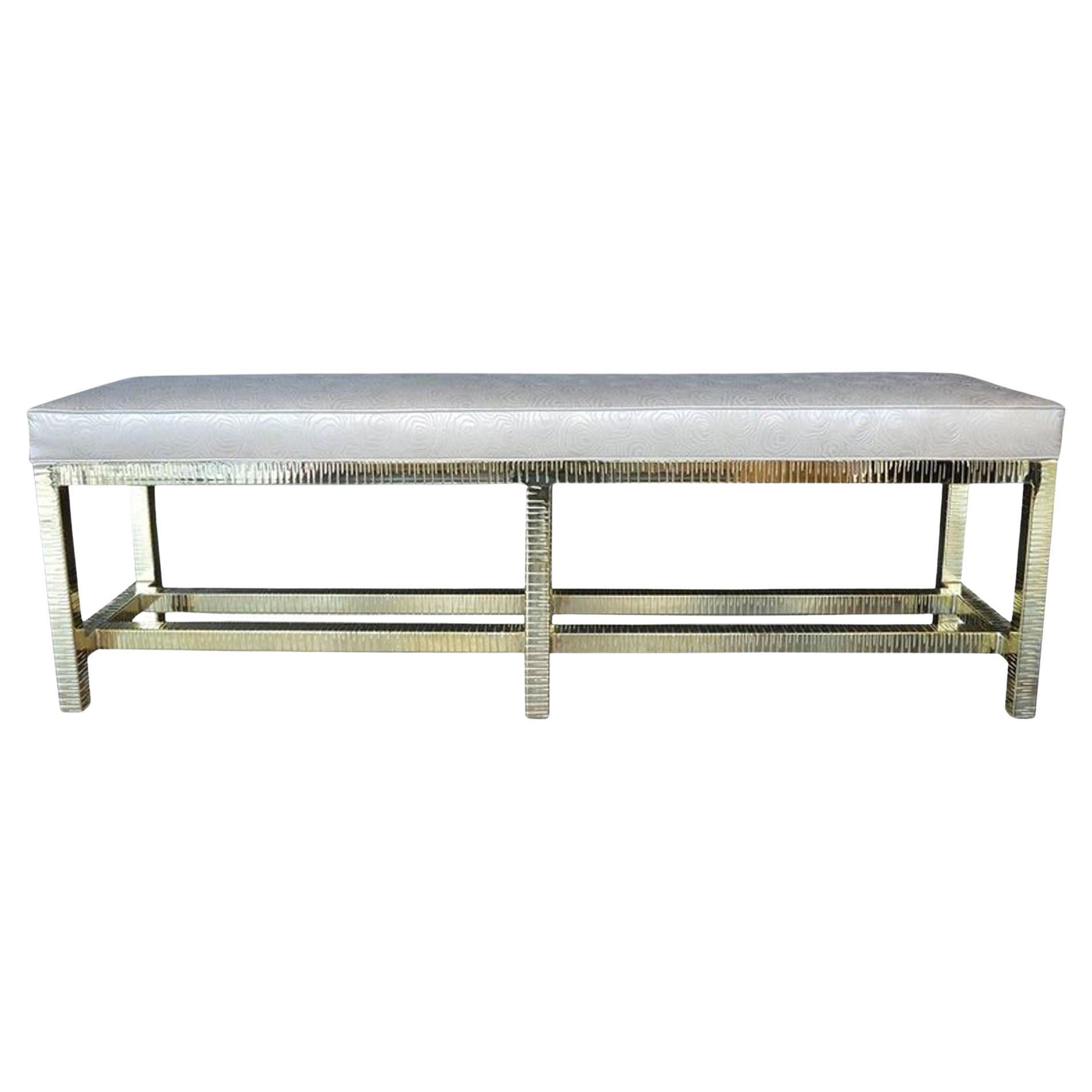 Brass and Leather Bench