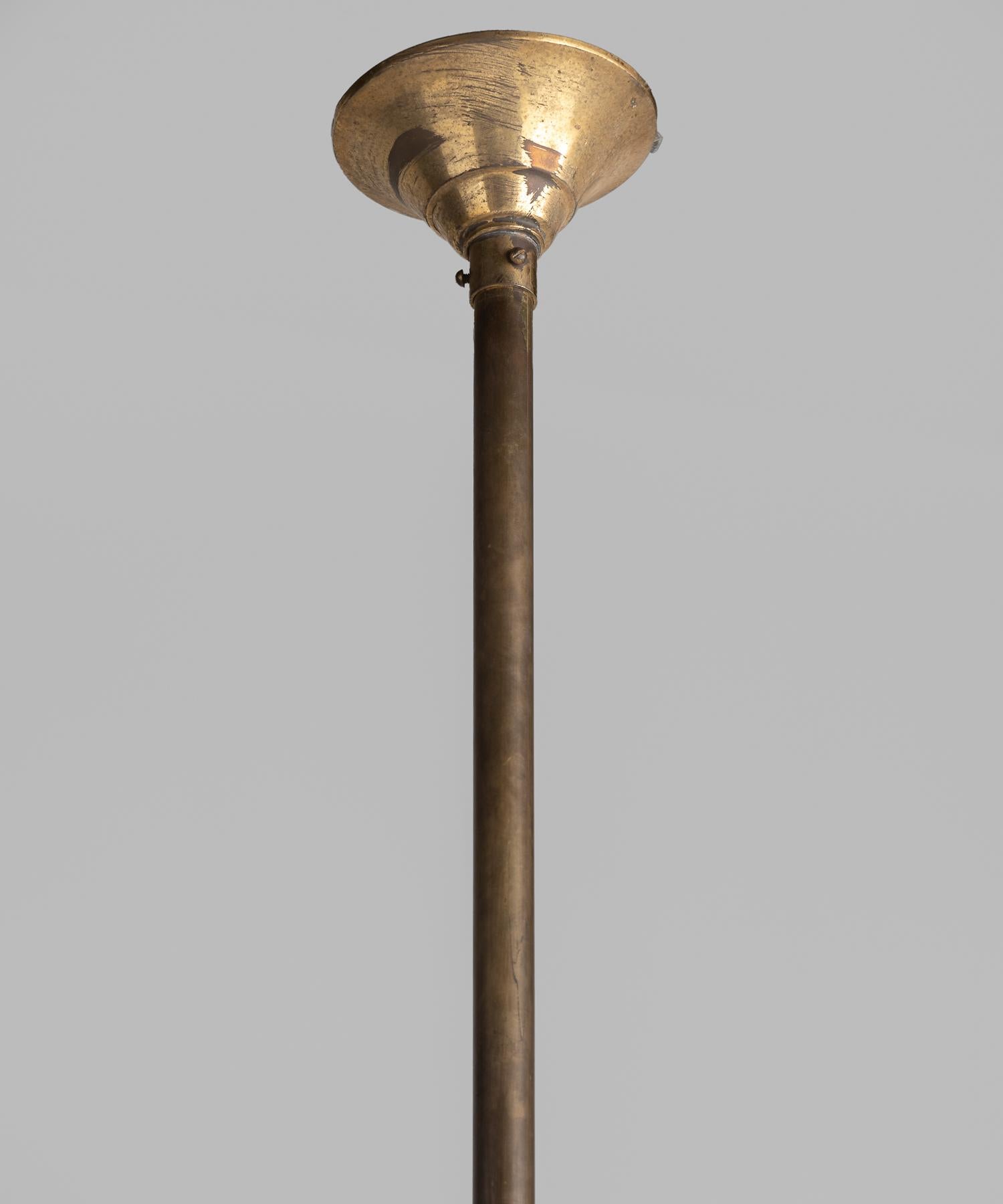 Brass and Leather Billiard Lights, France, circa 1950 2