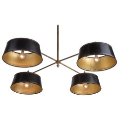 Used Brass and Leather Billiard Lights, France, circa 1950